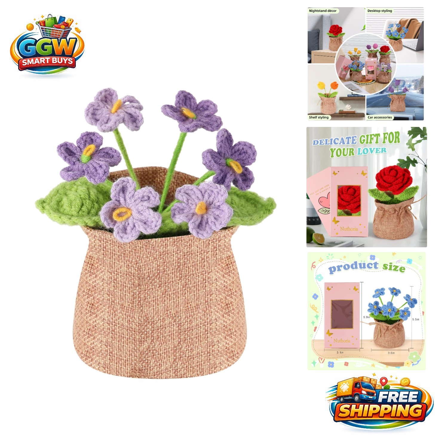 Cute Handmade Crochet Flower Pot – Perfect Decoration for Parties & Celebrations