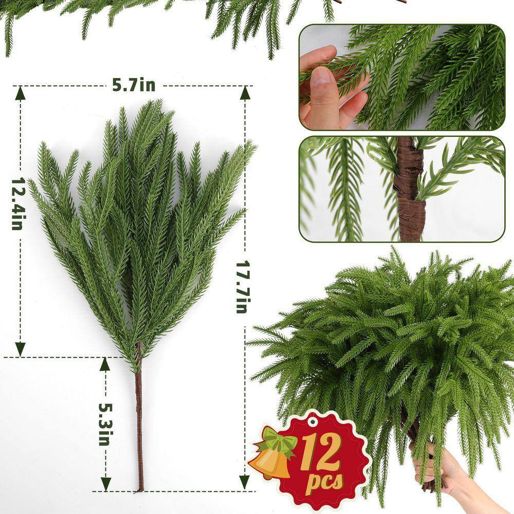 Norfolk Pine Series 17.7 In. Green Artificial Plant Pine Branches Faux Christmas