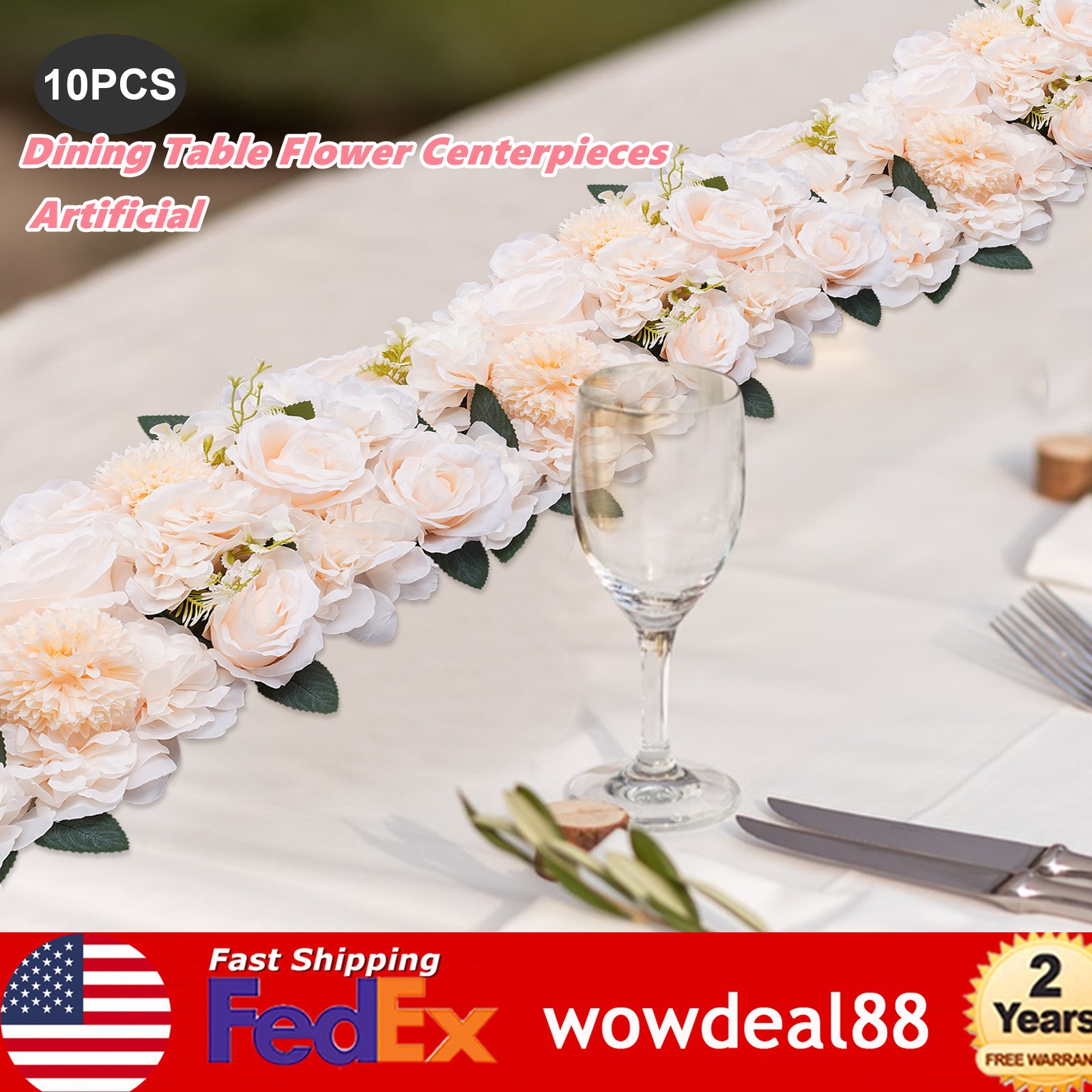 10 Pcs Dining Table Flower Centerpiece Champagne Silk Rose for Wedding 52*28cm