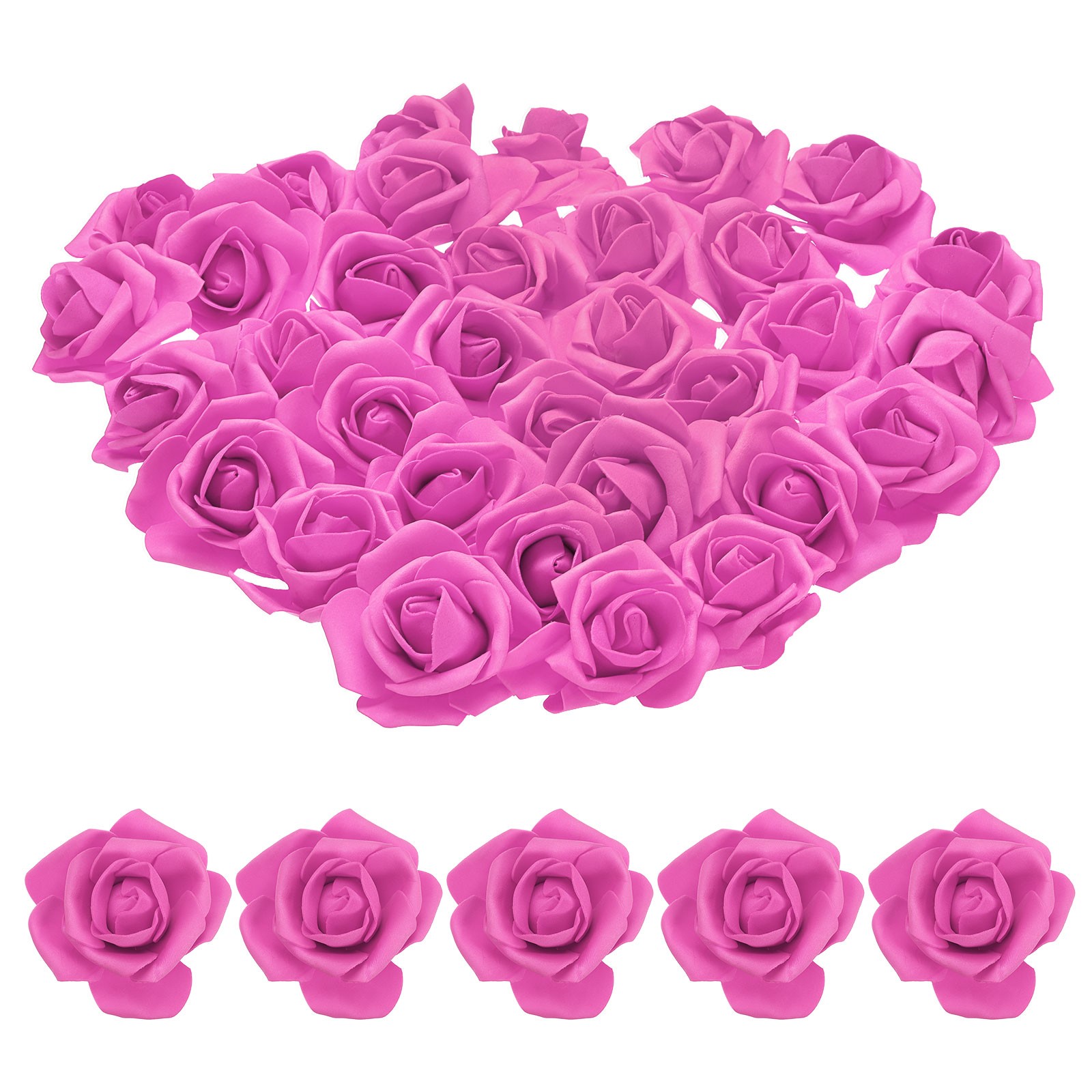 100pcs Foam Rose Heads 6-7 Cm for DIY Crafts Accessories, Rose Red