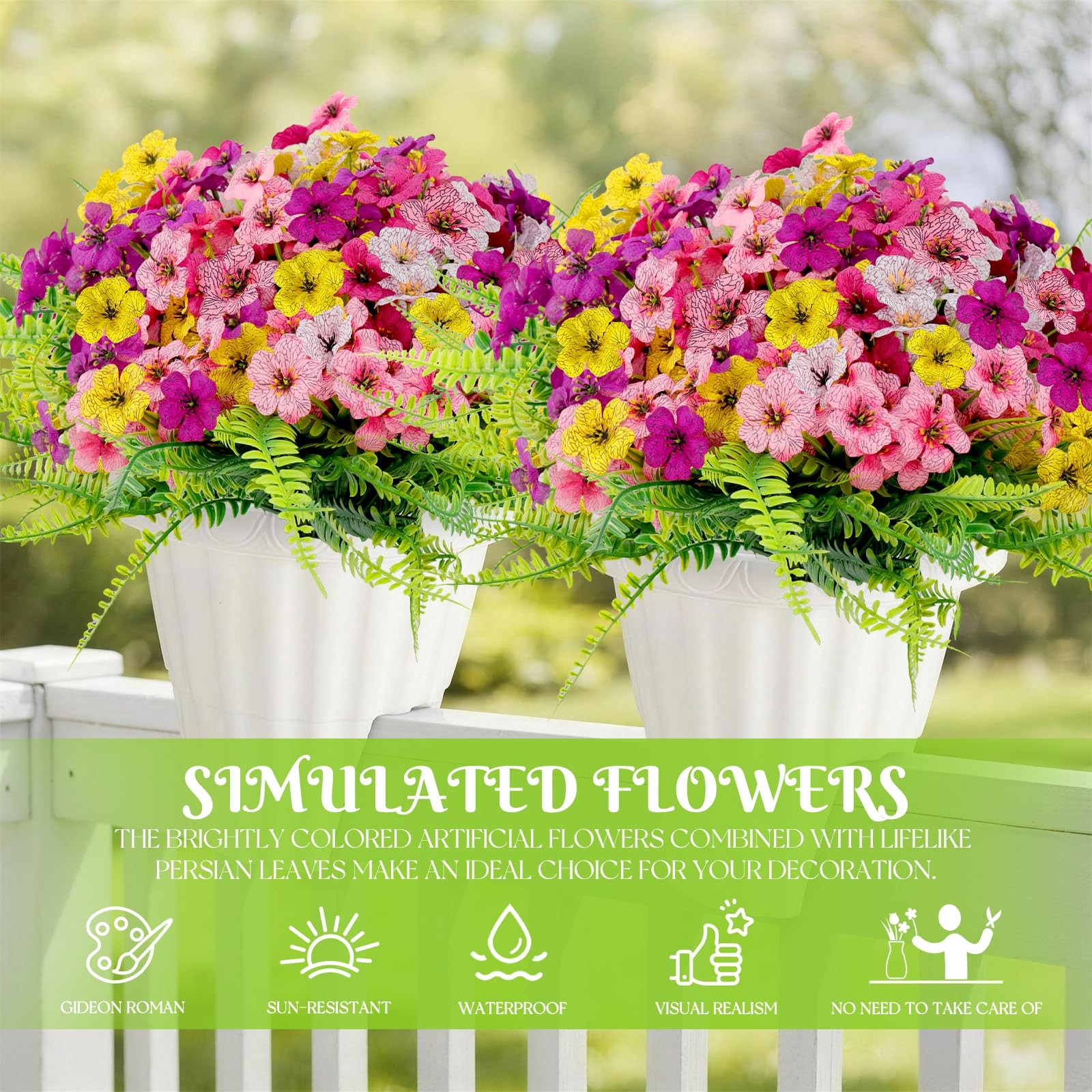 24 Bundles Artificial Flowers for Outdoor, UV Resistant Fake Flowers No Fade …