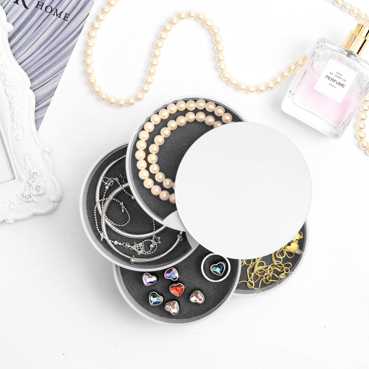 Jewelry Organizer, Small Box Earring Holder for Women Gifts White