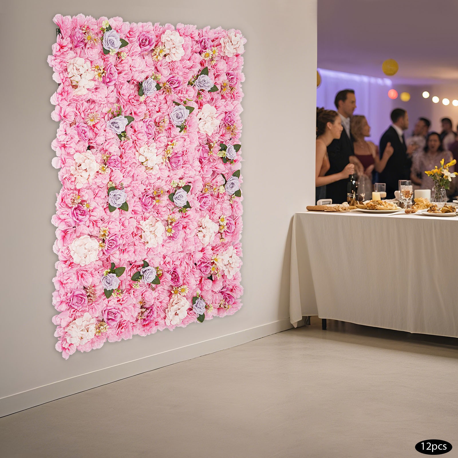 12 Pcs Artificial Flower Wall Panels, Artificial Flowers Wall Panel for Wedding