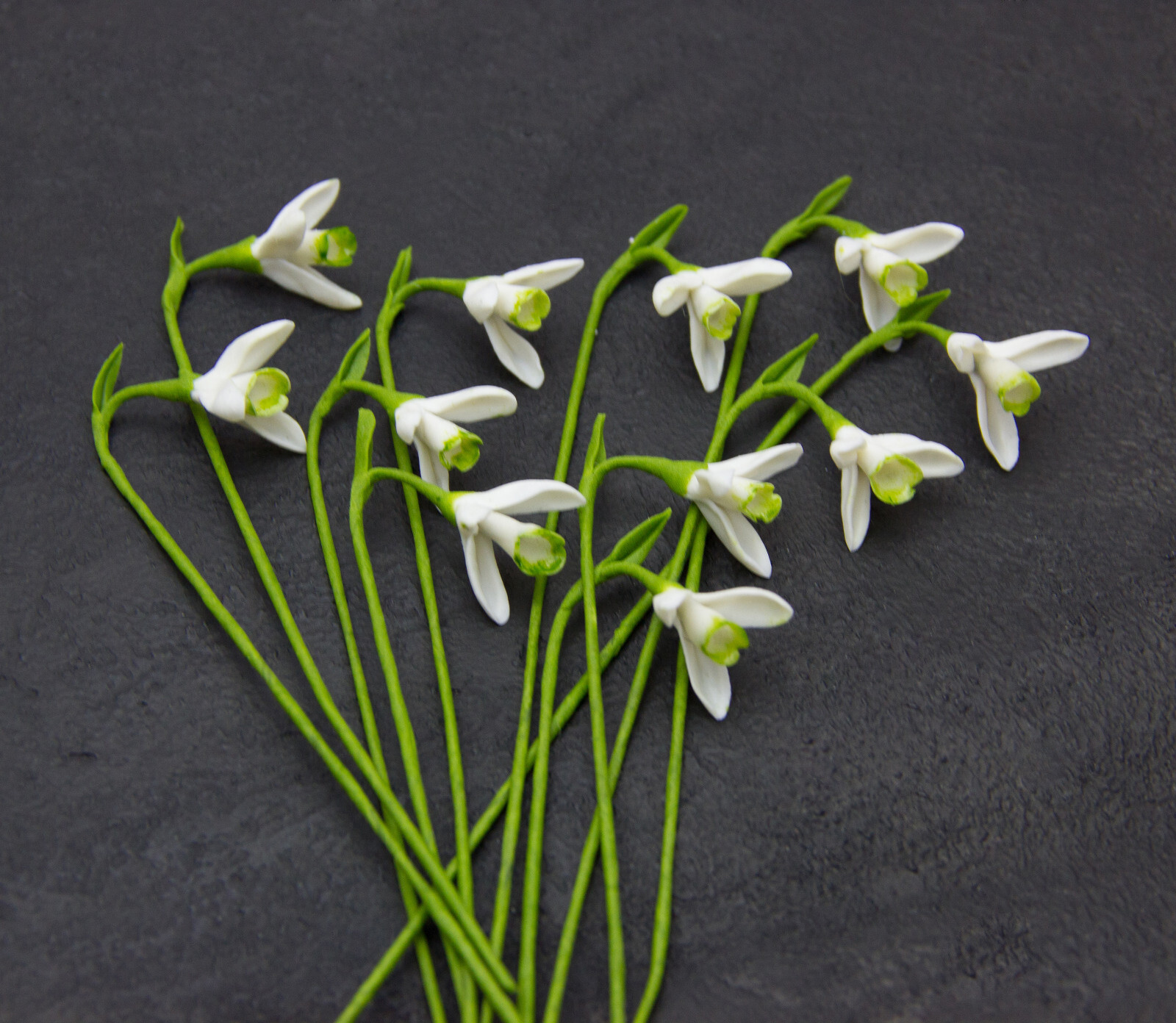 10pcs Snowdrop Flowers Polymer Clay Handmade Flowers Bridal Bouquet Wedding