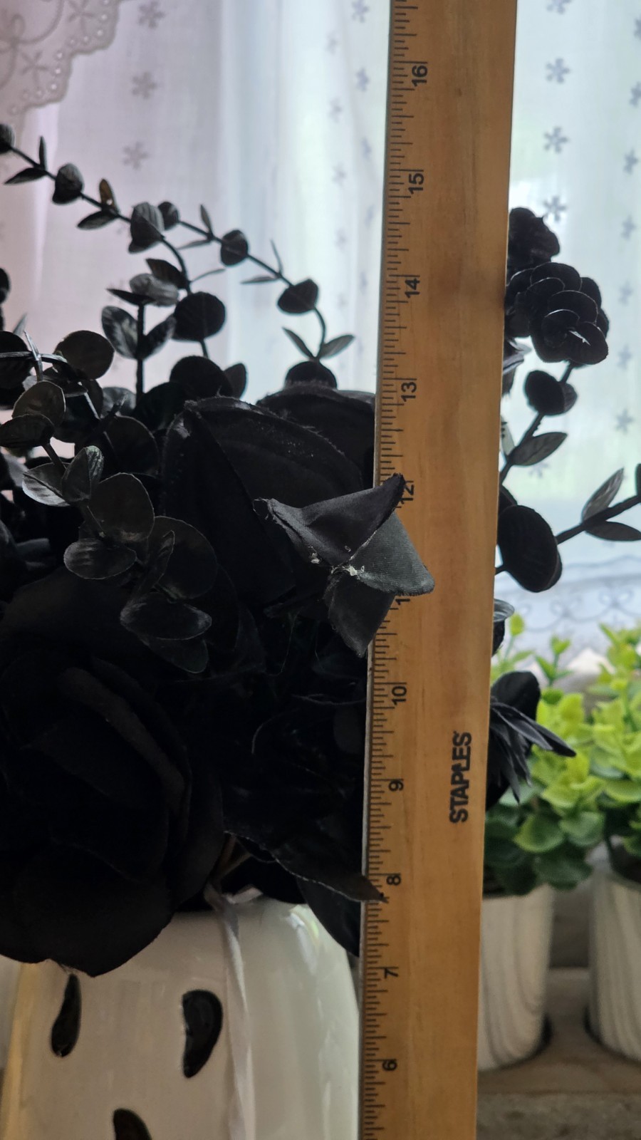 Martha Stewart Halloween Black Flower Floral Arrangement Ghost Vase