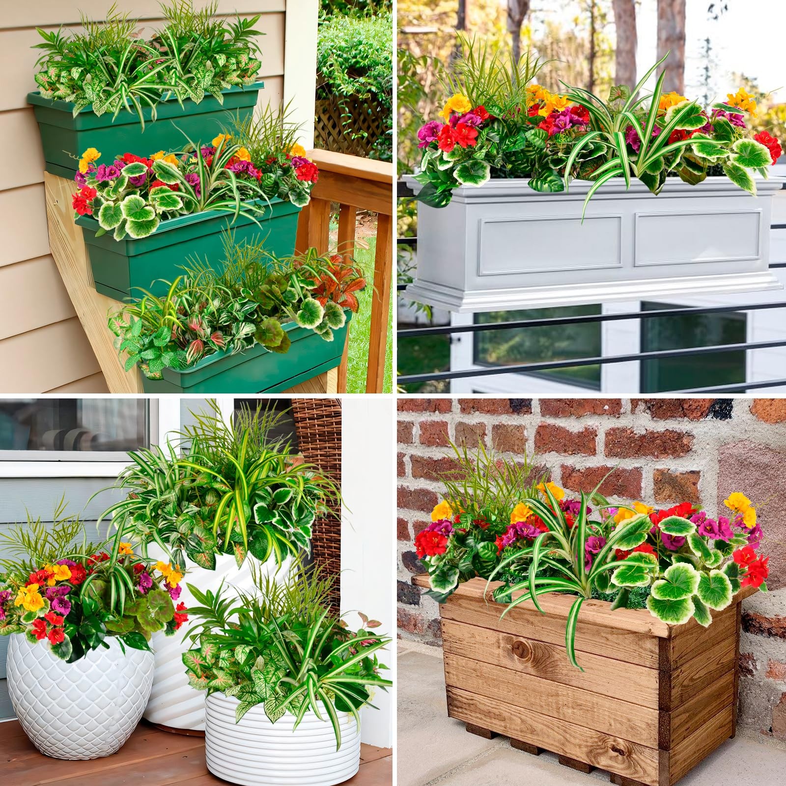 14 Bundles UV Resistant Artificial Greenery for Outdoor Garden Decor