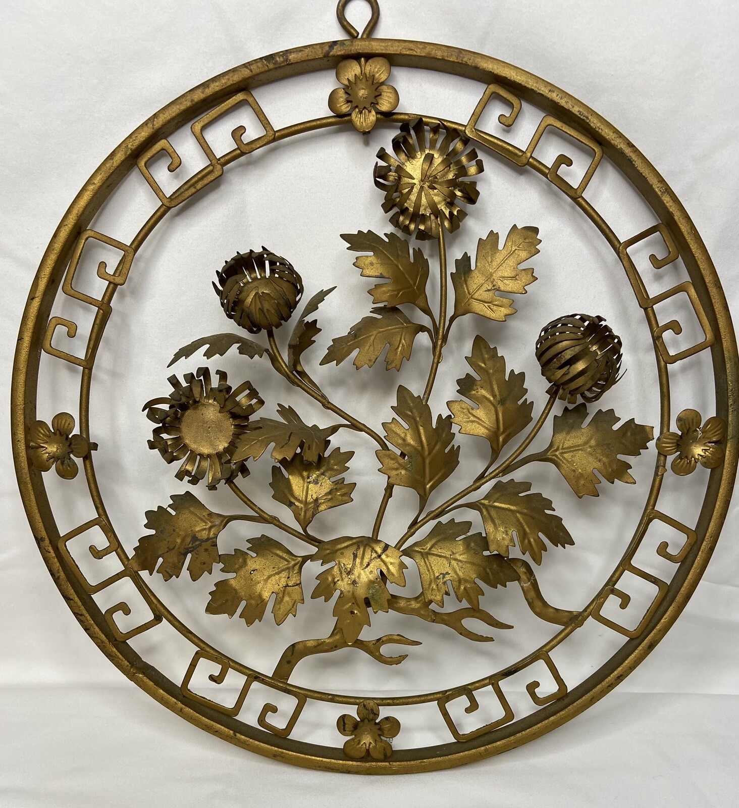 Vintage Gold Flower 3D Medallion 12” Diameter Wall Decor