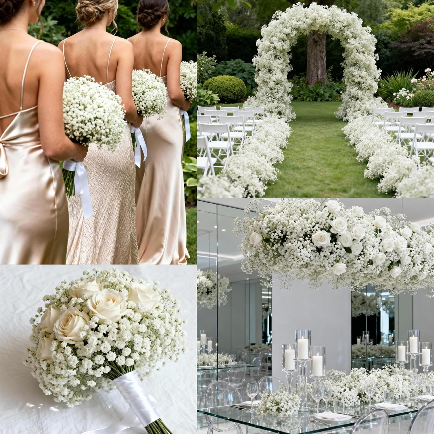 36 Pcs White Babys Breath Artificial Flowers for Wedding & Home Decor