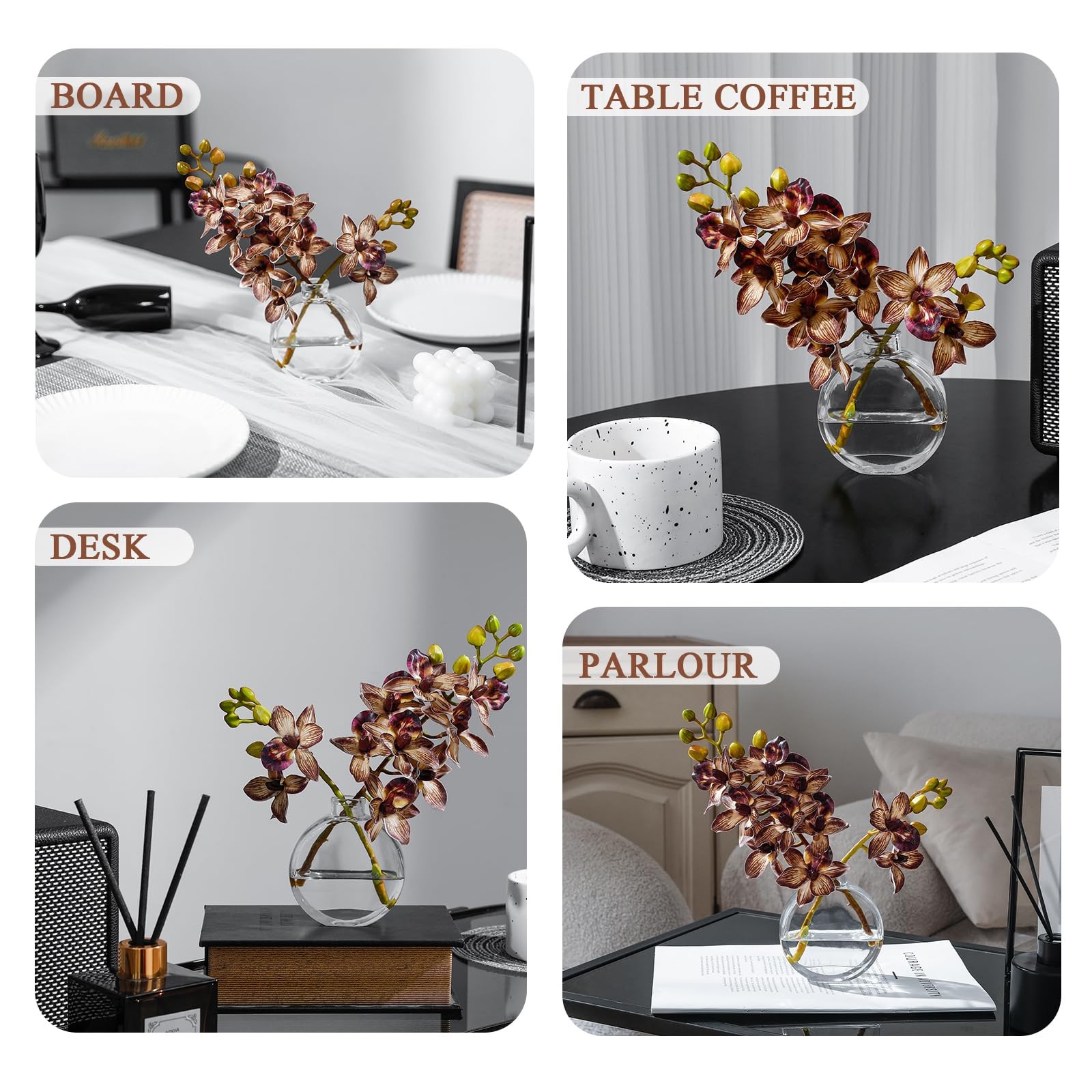 Artificial White Orichid Artificial Flowers in Clear Glass Water‑Filled Vase …