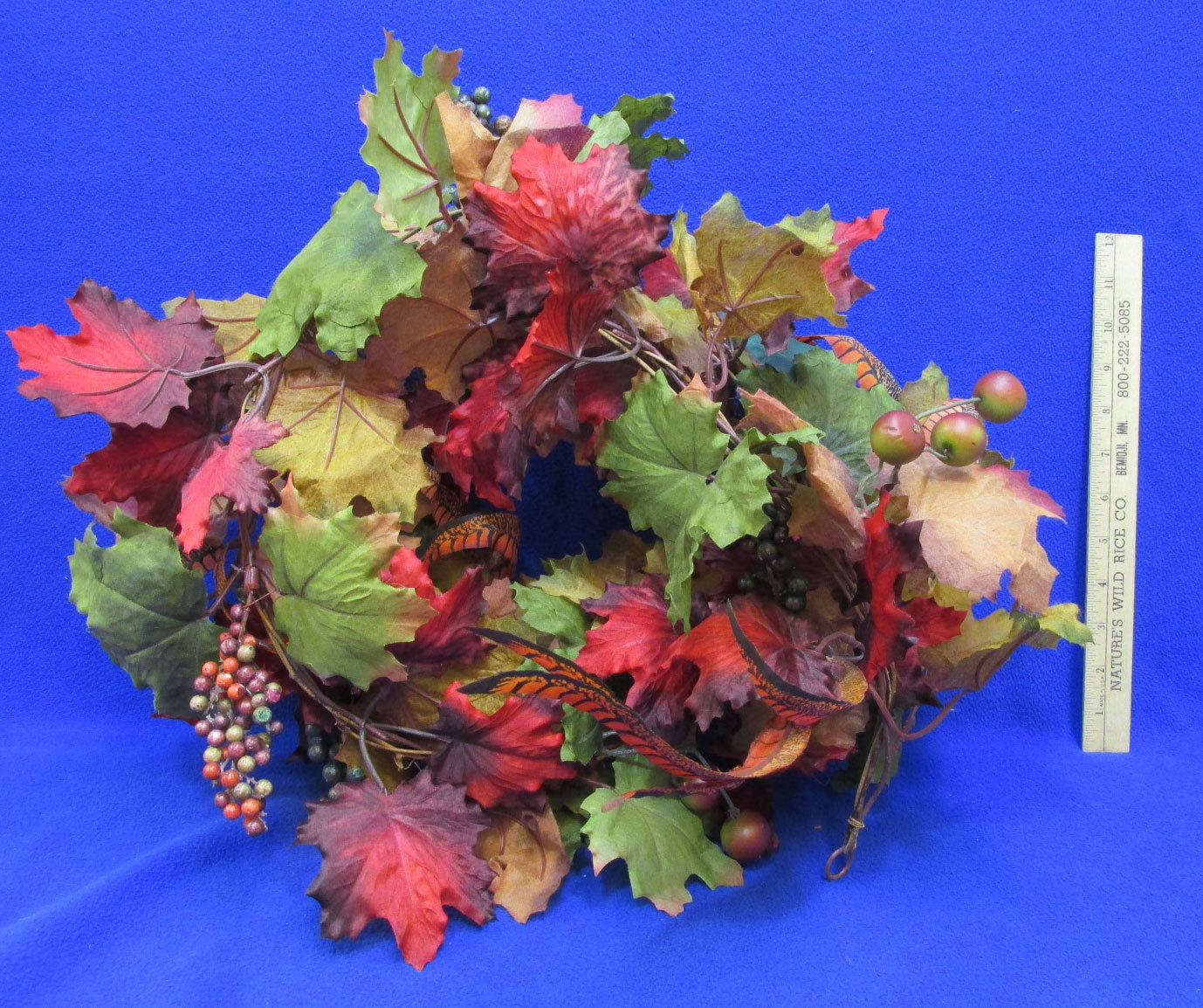 Artificial Garland Floral Décor Fall Autumn Maple Leaves Pheasant Feathers 6′