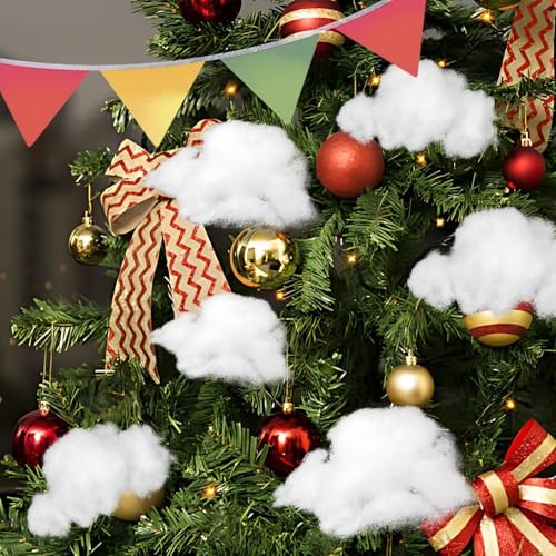 RAINFLOW 7 Ounce Christmas Fake Snow Cotton – Artificial Snow Stuffing White