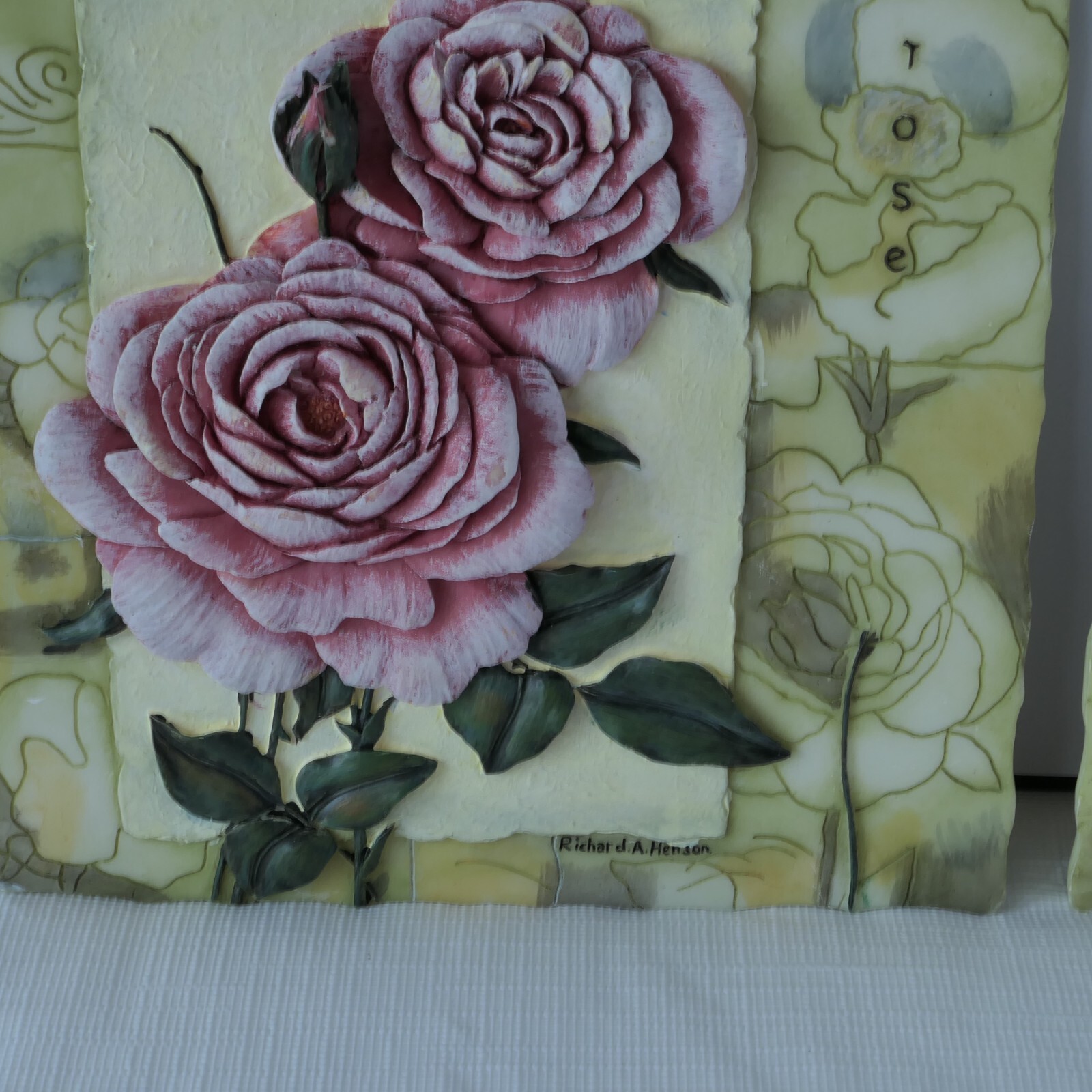 Floral Columbine 3-D Wall Tile Plaques Richard A Henson Cottagecore Farm Country