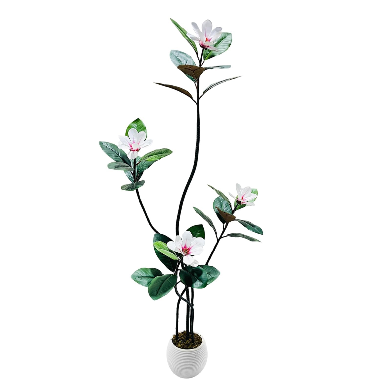 150cm Artificial Magnolia Tree, Lifelike Faux Rubber Plant with Magnolia Flowers