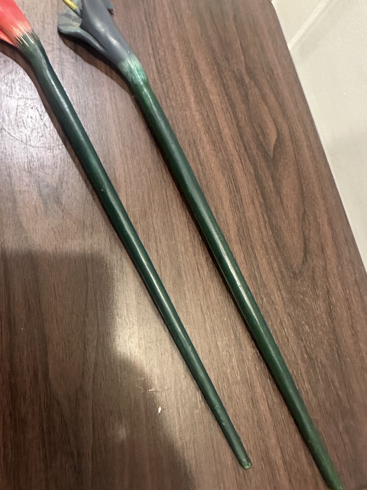 Pair Of Red And Blue Wood Long Stem Calla Lillies 18”