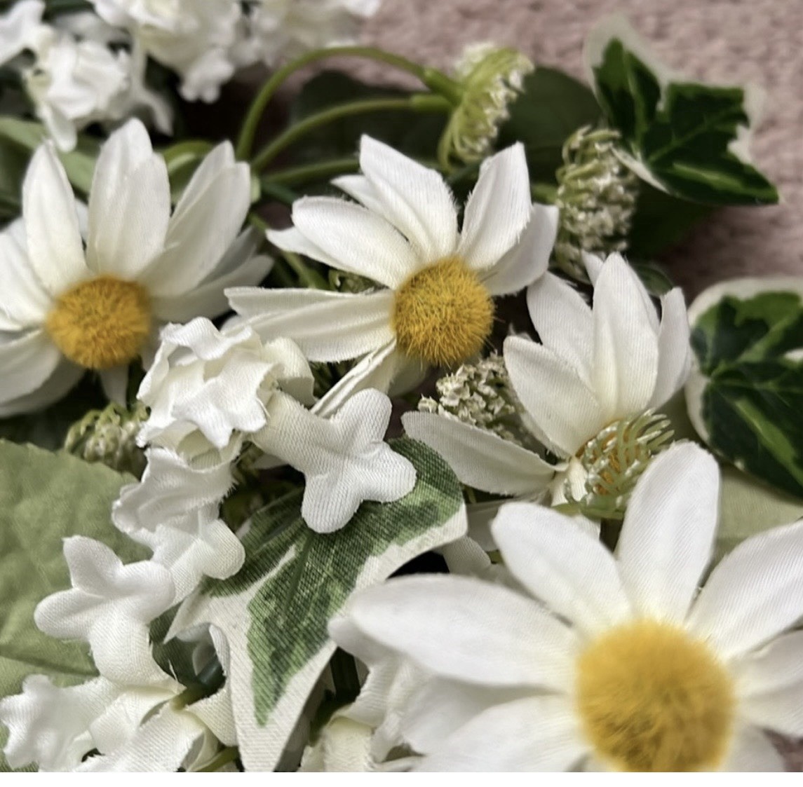 White and Yellow Daisy Floral Candle Ring Plastic Spring Summer