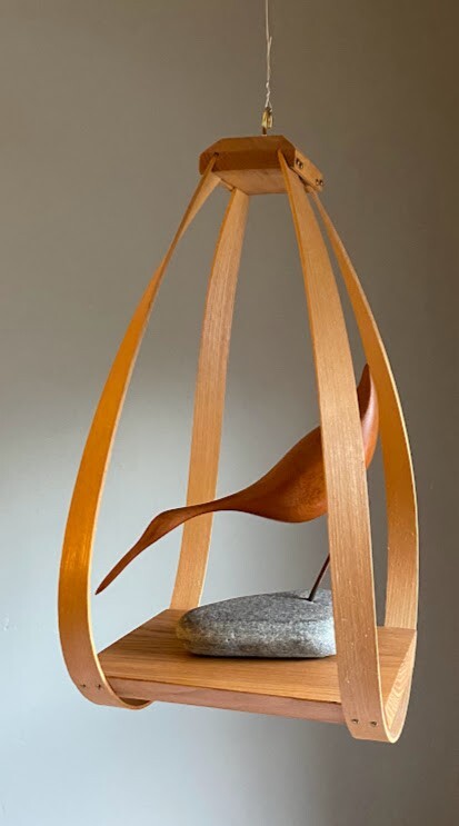 Bentwood Teardrop Hanging Wood Plant Planter Stand Shelf mcm mid century modern 