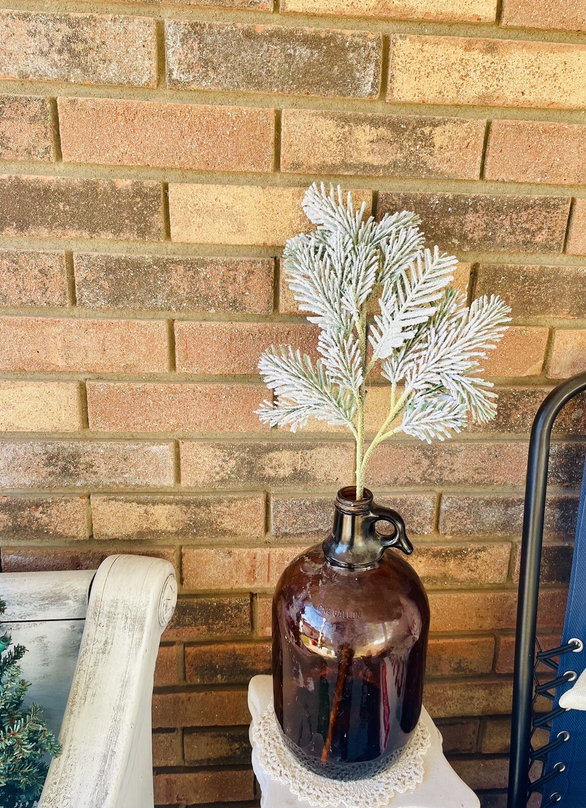 Flocked Pine Pick, 24” Christmas Or Winter