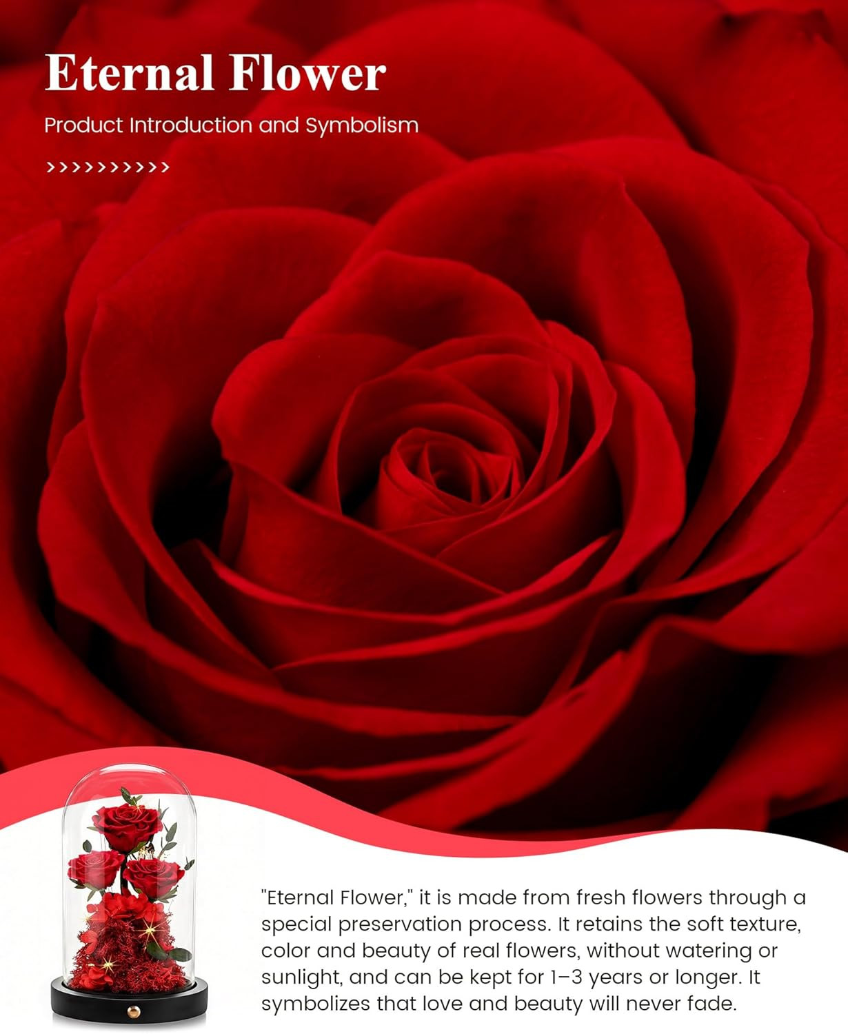 Mothers Day Flowers Roses Gifts for Mom,Forever Preserved Flower Rose in Glass D