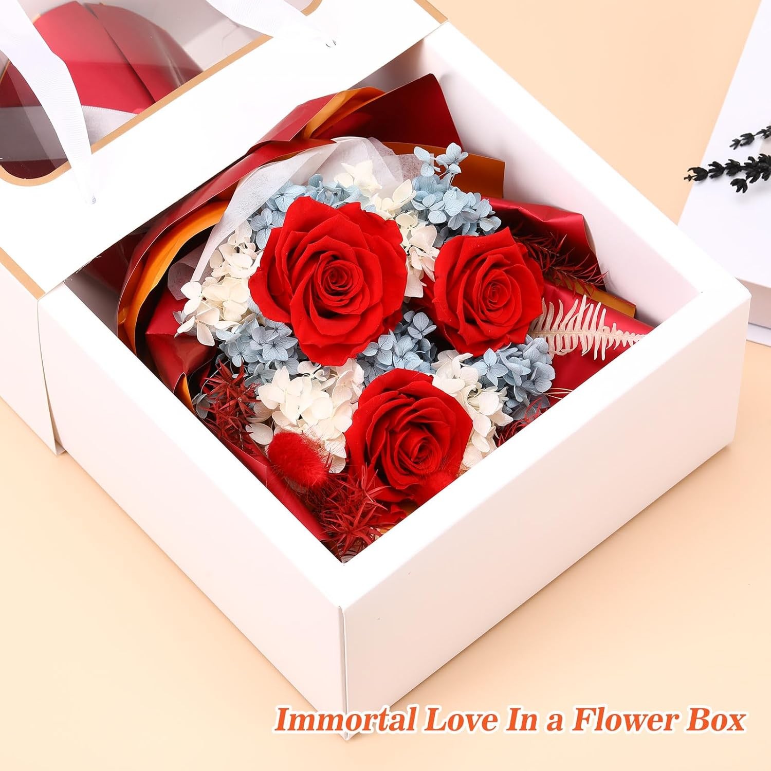 Preserved Red Flower Bouquets Long Lasting Forever Flowers for Sale Delivery