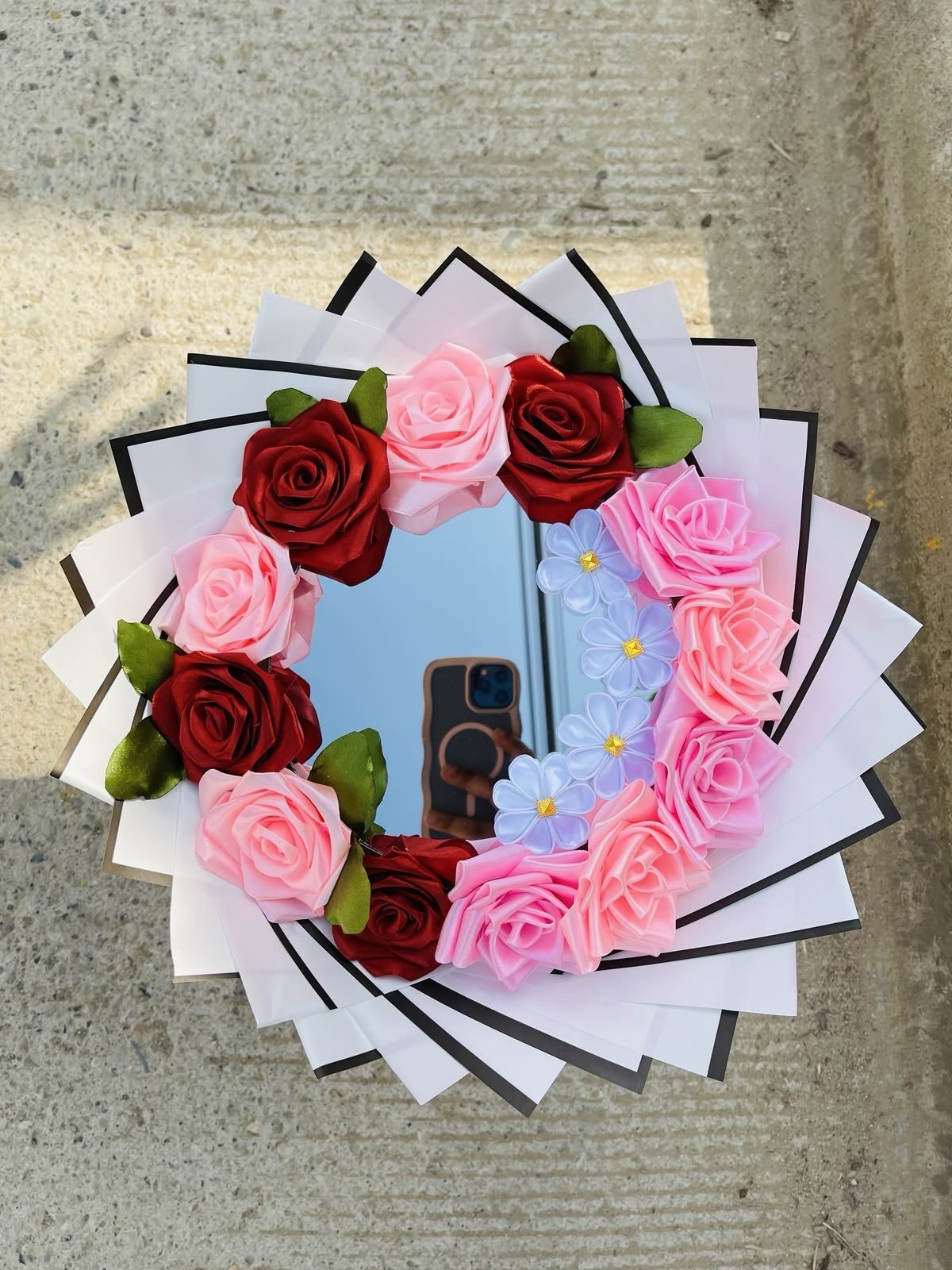 Artificial Rose Heart Floral Wreath Wall Decor Pink Red Blue White Green