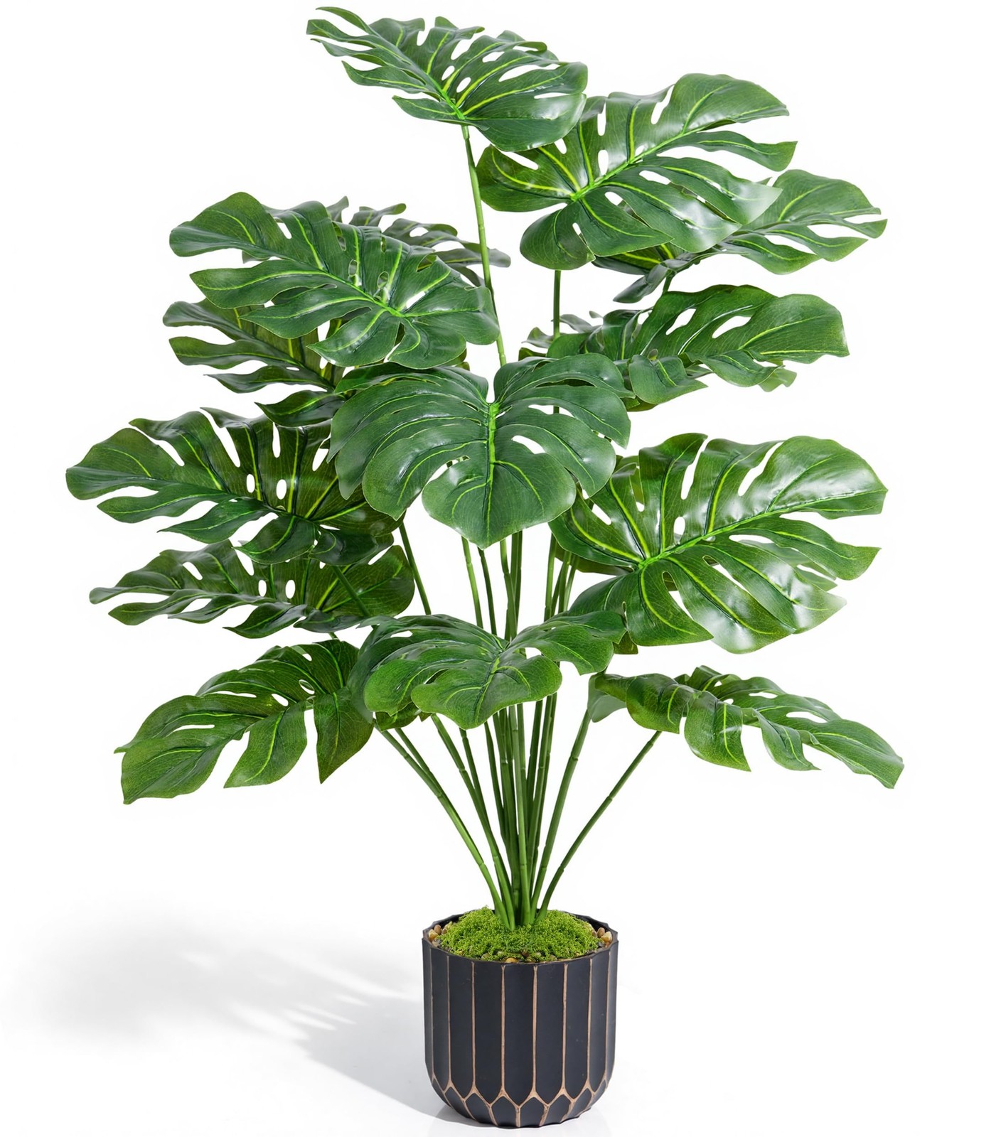 28″ Artificial Monstera Plant Tall Fake Faux Plants Indoor Outdoor Tree for Livi