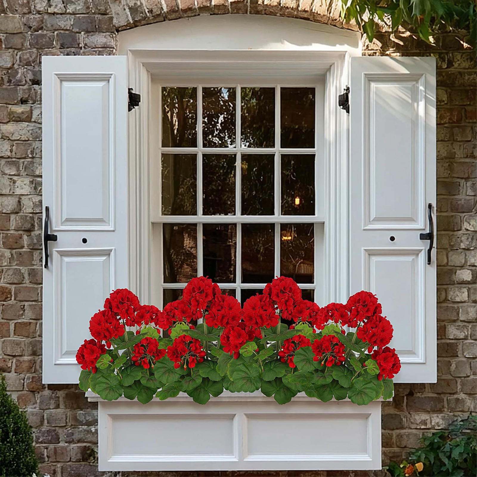 FOREST PRINCE 2 PCS 18″ Artificial Geraniums for Outdoors, UV Resistant Red S…