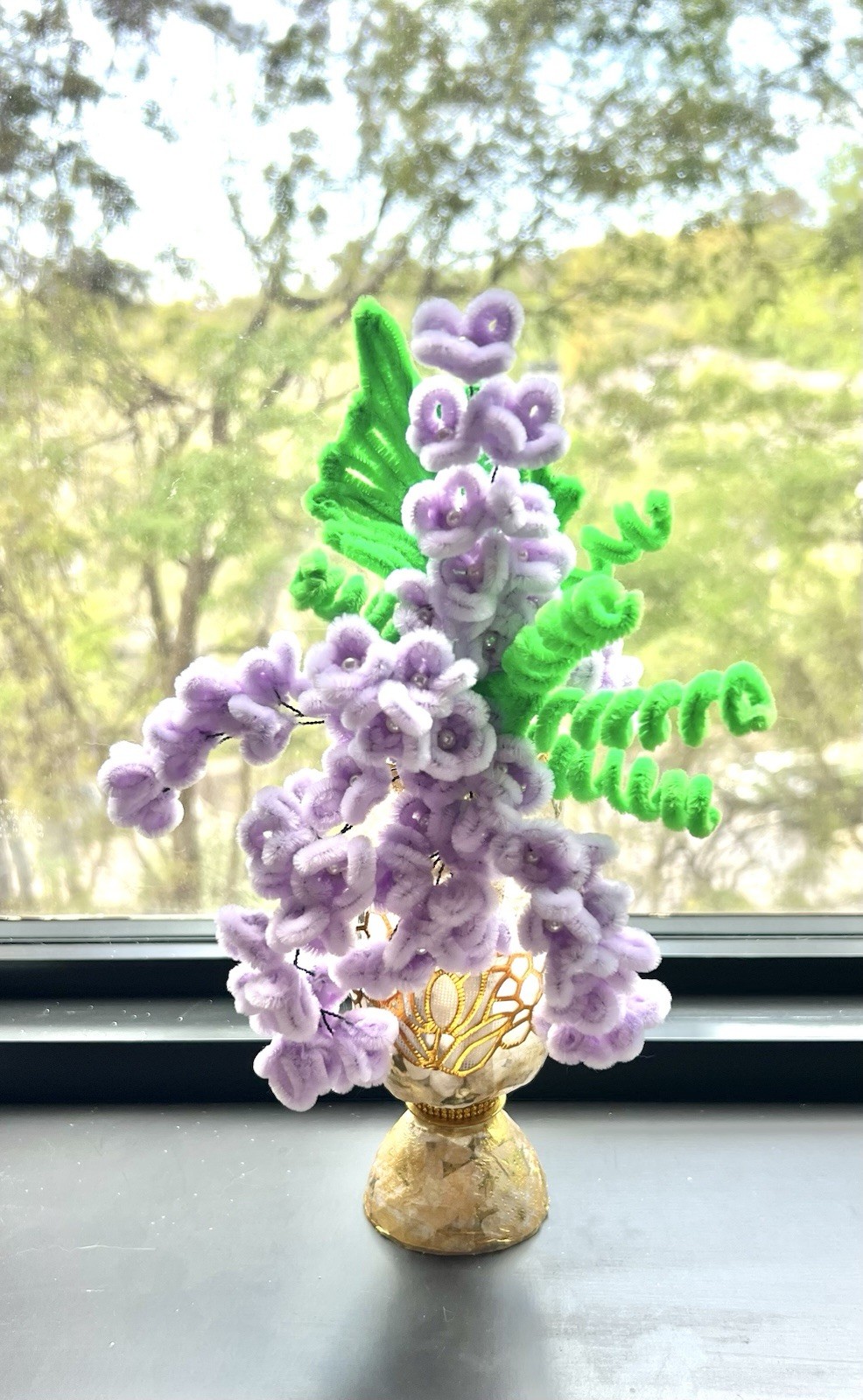 Wisteria Branches in Vase Pipe Cleaners Handmade
