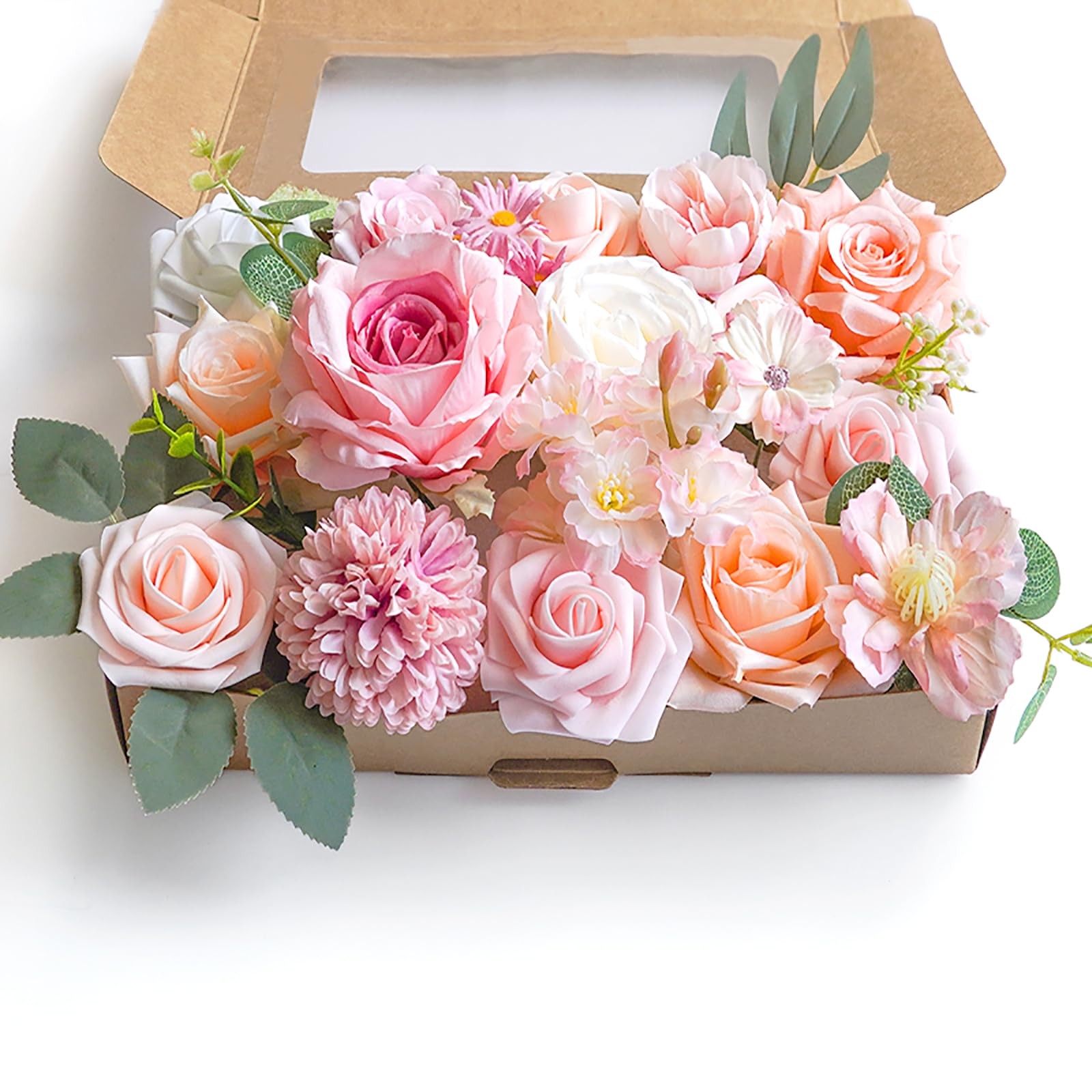 Pink, Blush Artificial Flowers Combo, Fake Roses, DIY Wedding Bouquets, Decor