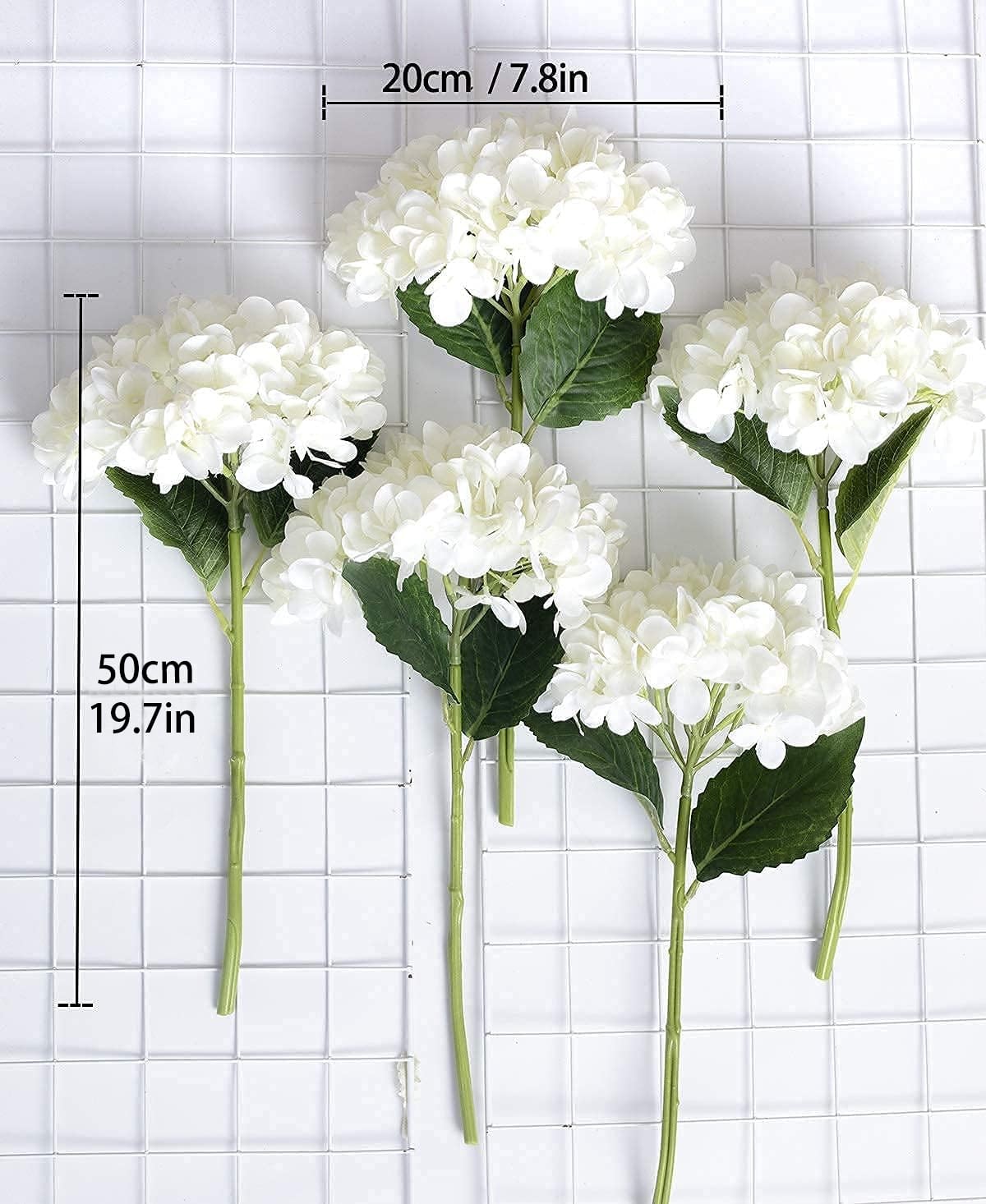 5PCS 15.4In Artificial Hydrangea Silk Flowers Bouquet Faux Hydrangea Stems fo…