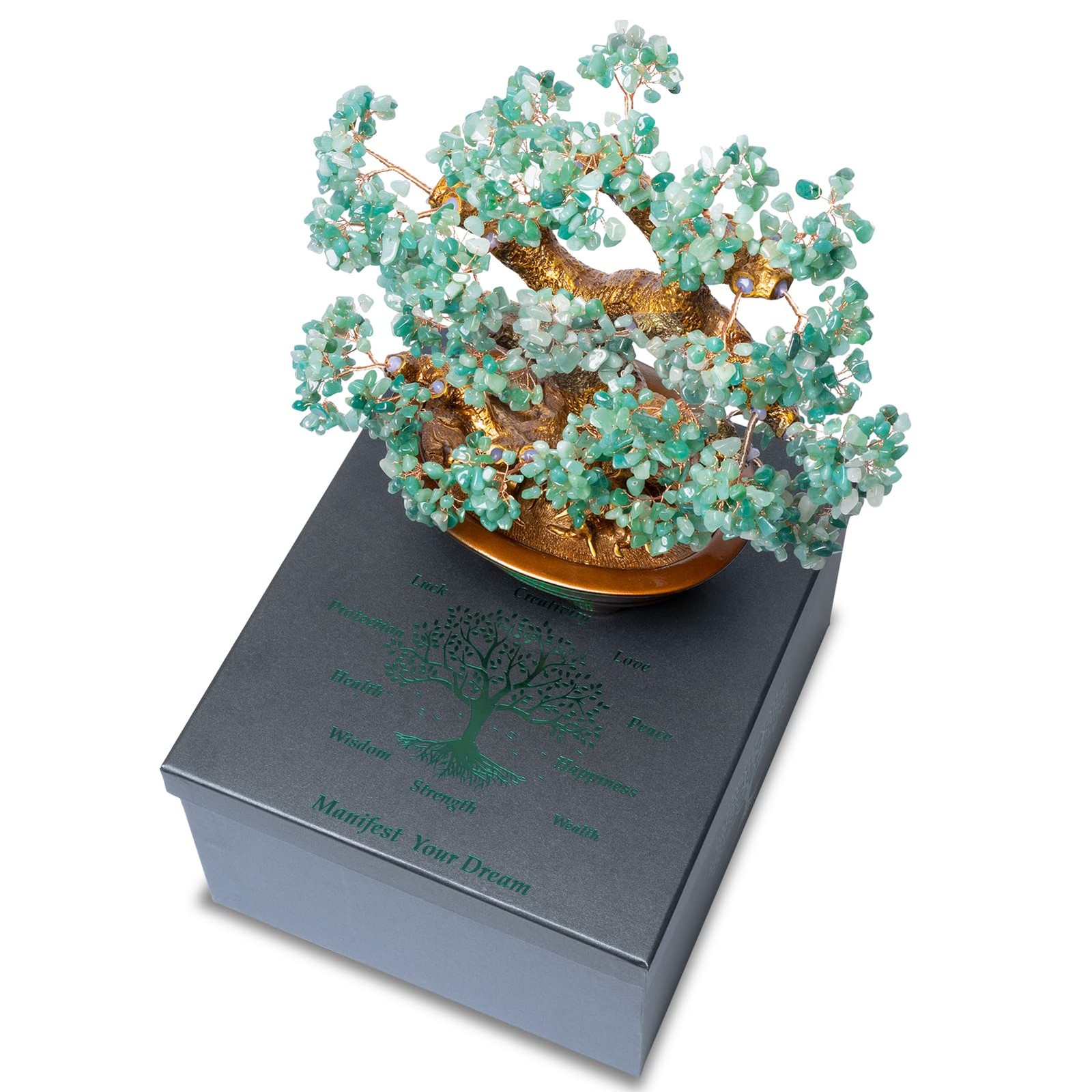 Natural Aventurine (1,251 Gemstone Count) Chakra Crystal Tree with Healing Pr…
