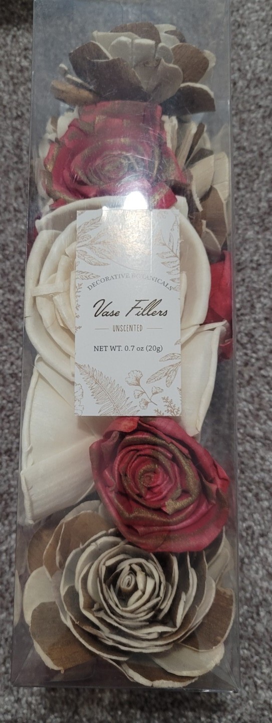 DECORATIVE BOTANICALS UNSCENTED FLORAL RED & IVORY FLOWERS VASE FILLERS NEW