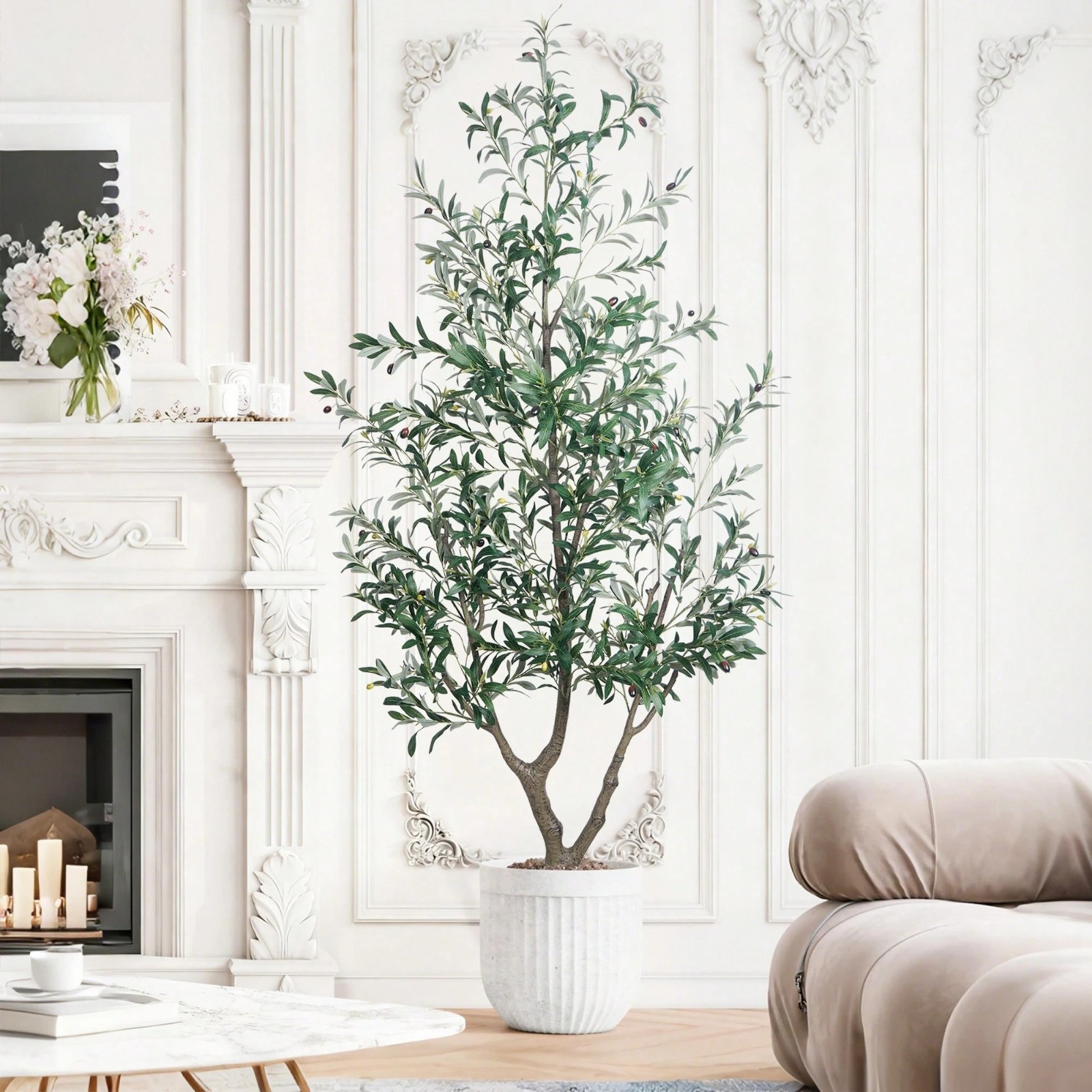5ft 6ft 7ft Artificial Olive Tree Real Wood Trunk Faux Plant Indoor Home Decor