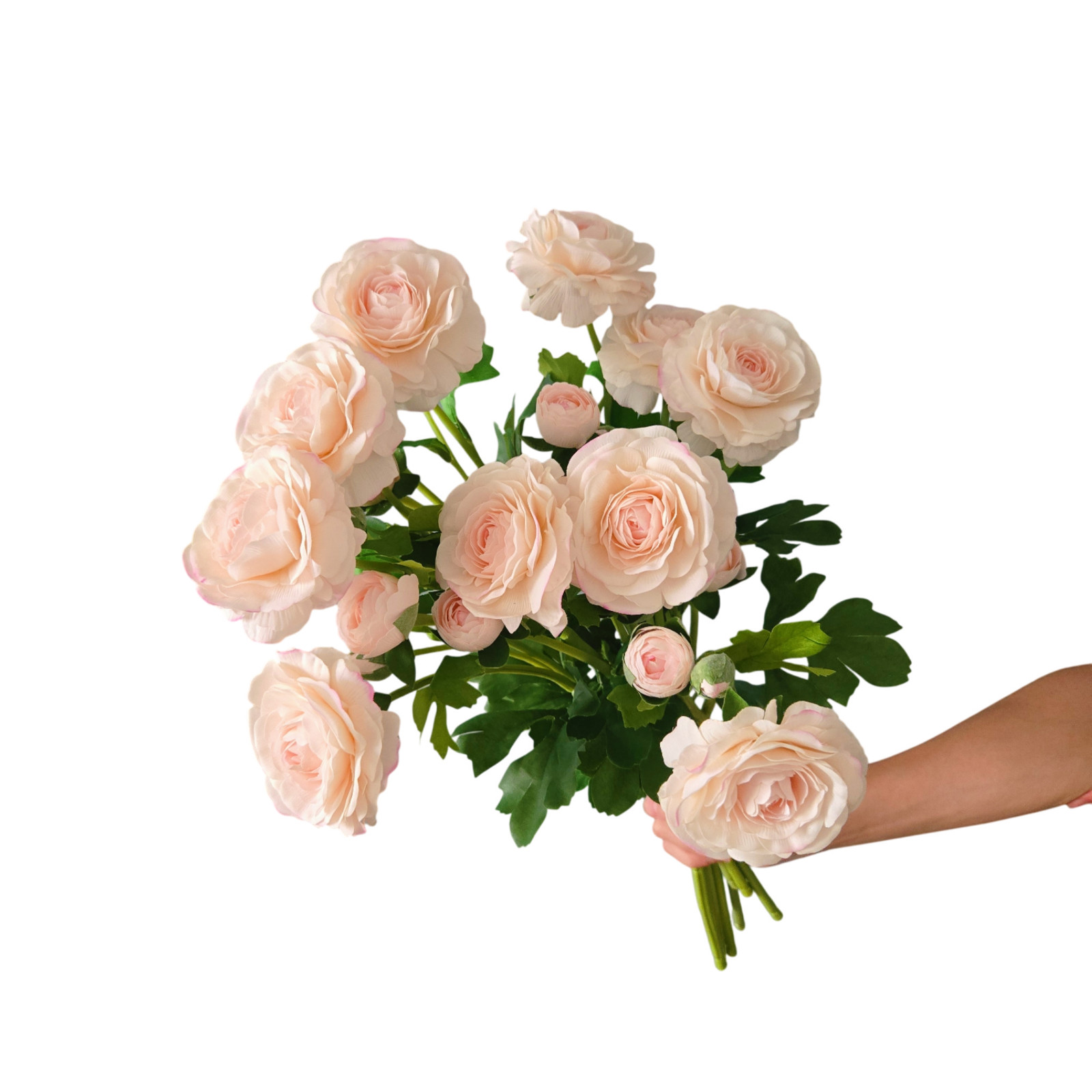 10PCS ranunculus bouquet, each featuring one open bloom and one bud.
