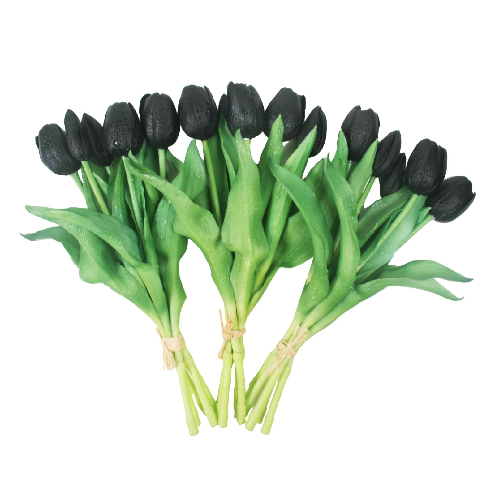 15 PCS Black Artificial Tulip Flower Fake Real Touch Latex Bouquet Home Decor