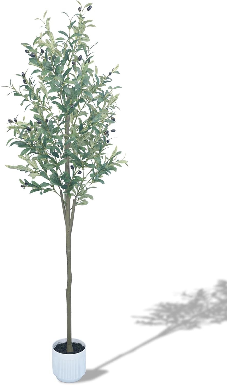 6FT Olive Trees Artificial Faux Olive Tree W/White Planter and Artificial Moss