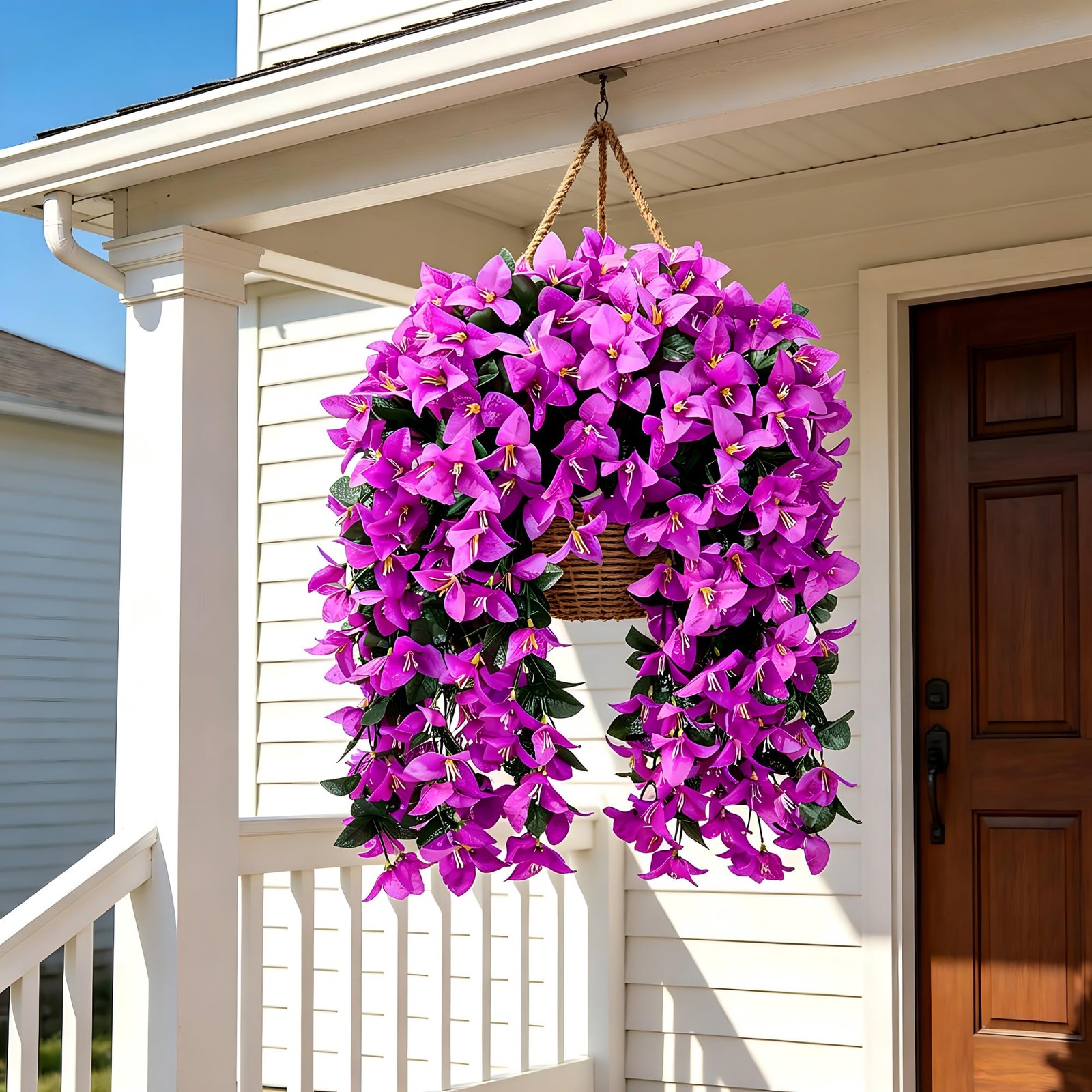 Fake Bougainvillea Artificial Hanging Flowers, 2 PCS Outdoor Faux Plants UV R…