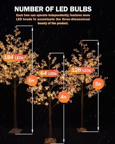 5ft Lighted Baby’s Breath Tree, 128 Dimmable Warm White LED Lights, Indoor/Outdo