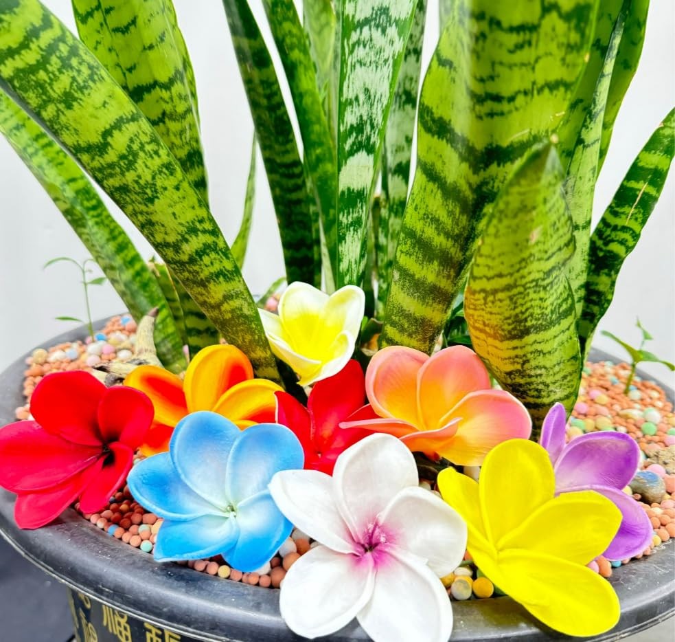 10 pcs Artificial Plumeria Flowers -1.5inch Stems & 3inch Real Touch Lifelike…