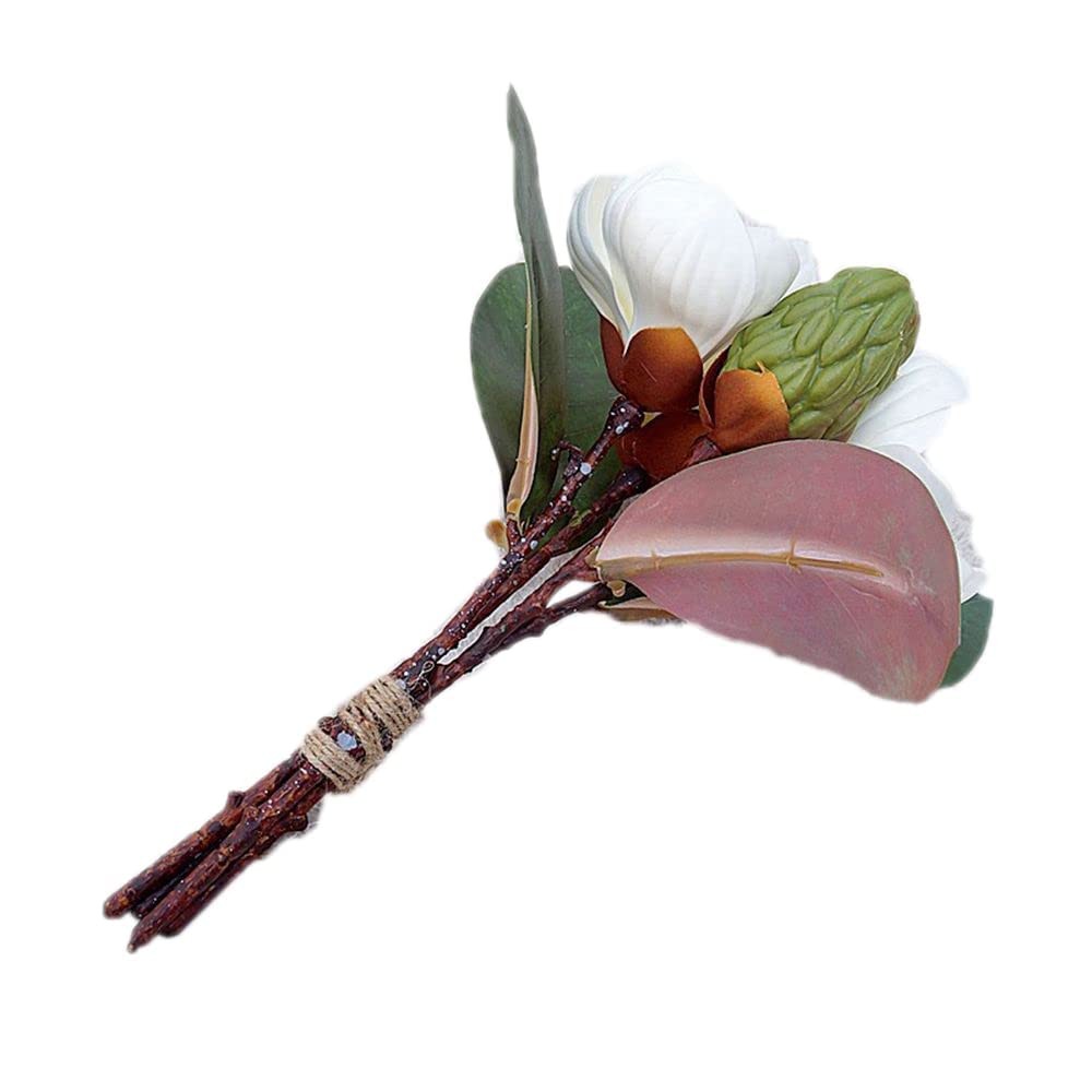 3Pcs White Silk Artificial Magnolia Flowers Bouquet 11 Inch L Size Decor