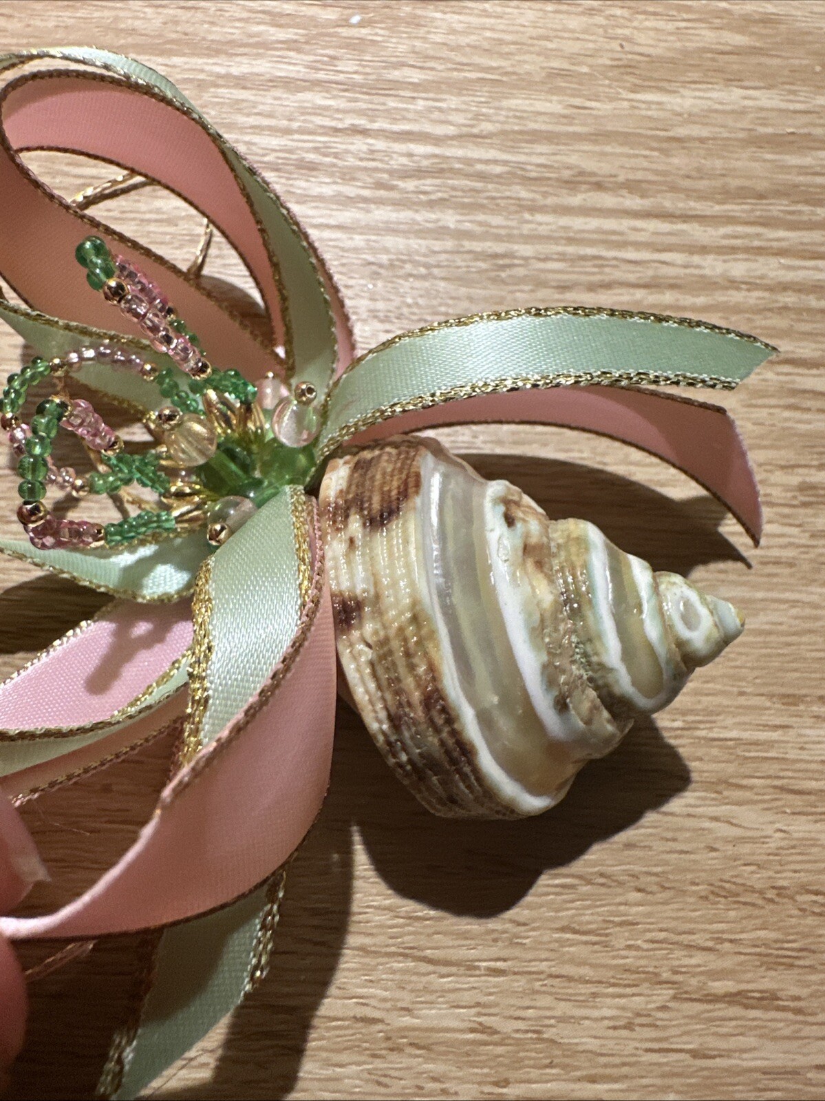 Vintage Conch Seashell Ribbon Corsage Bouquet Decor Beach Wedding Dance Pastel
