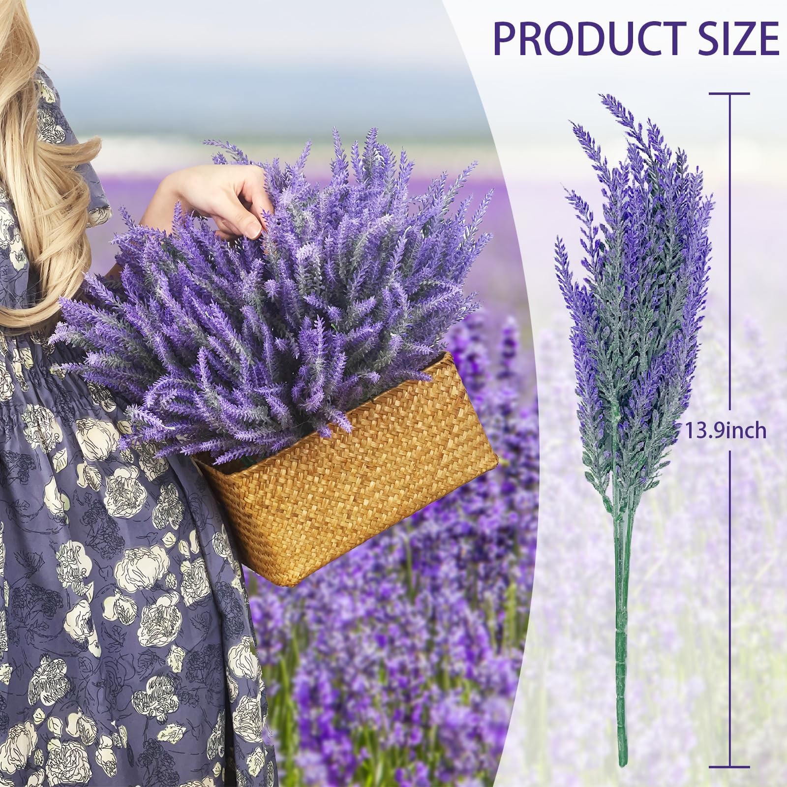 26 Bundles Lavender Fake Artificial Flowers, Faux Plastic Plants for Home Dec…