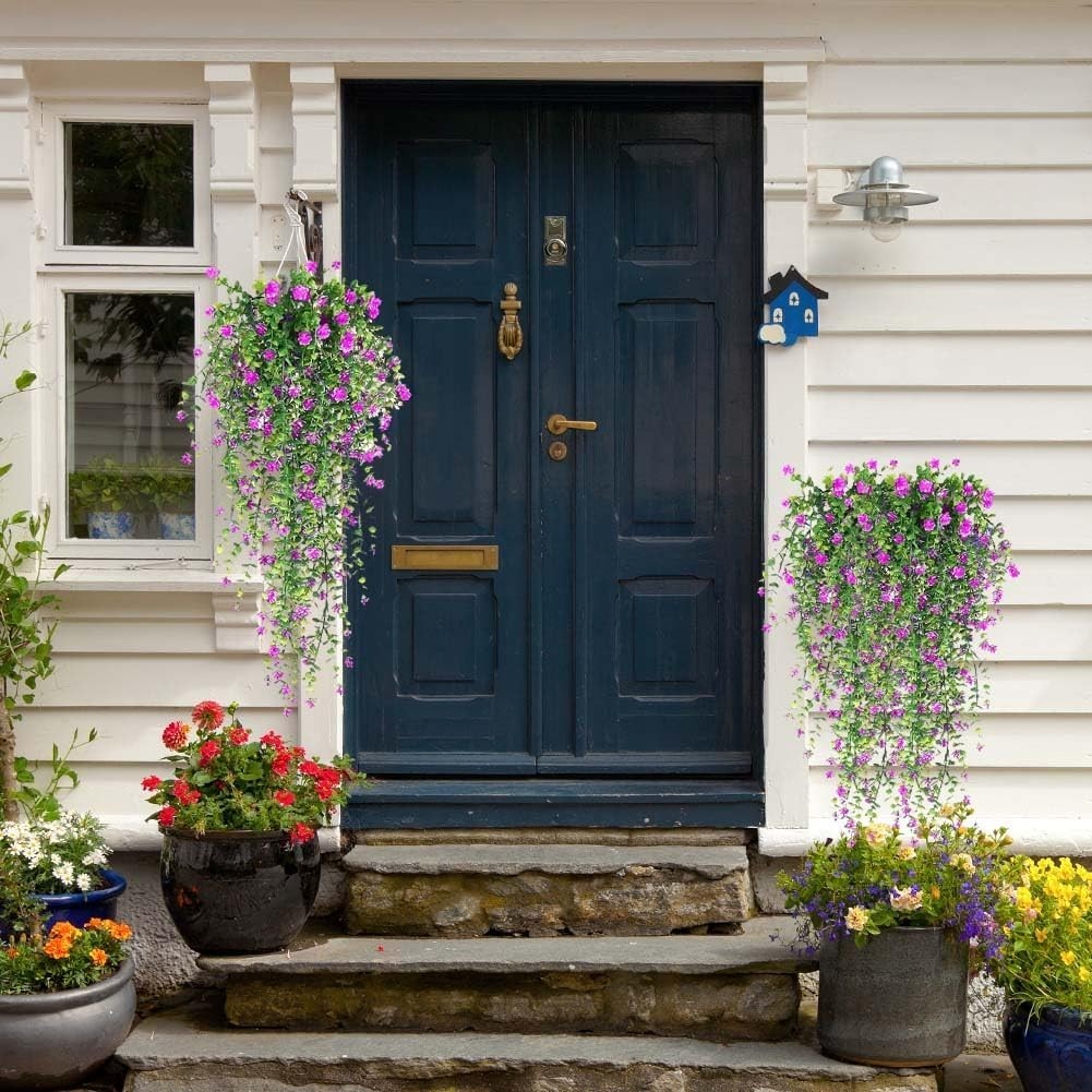 Artificial Hanging Flowers 3 Pack Fake Vine Plants Outdoor Indoor Porch Decor Se