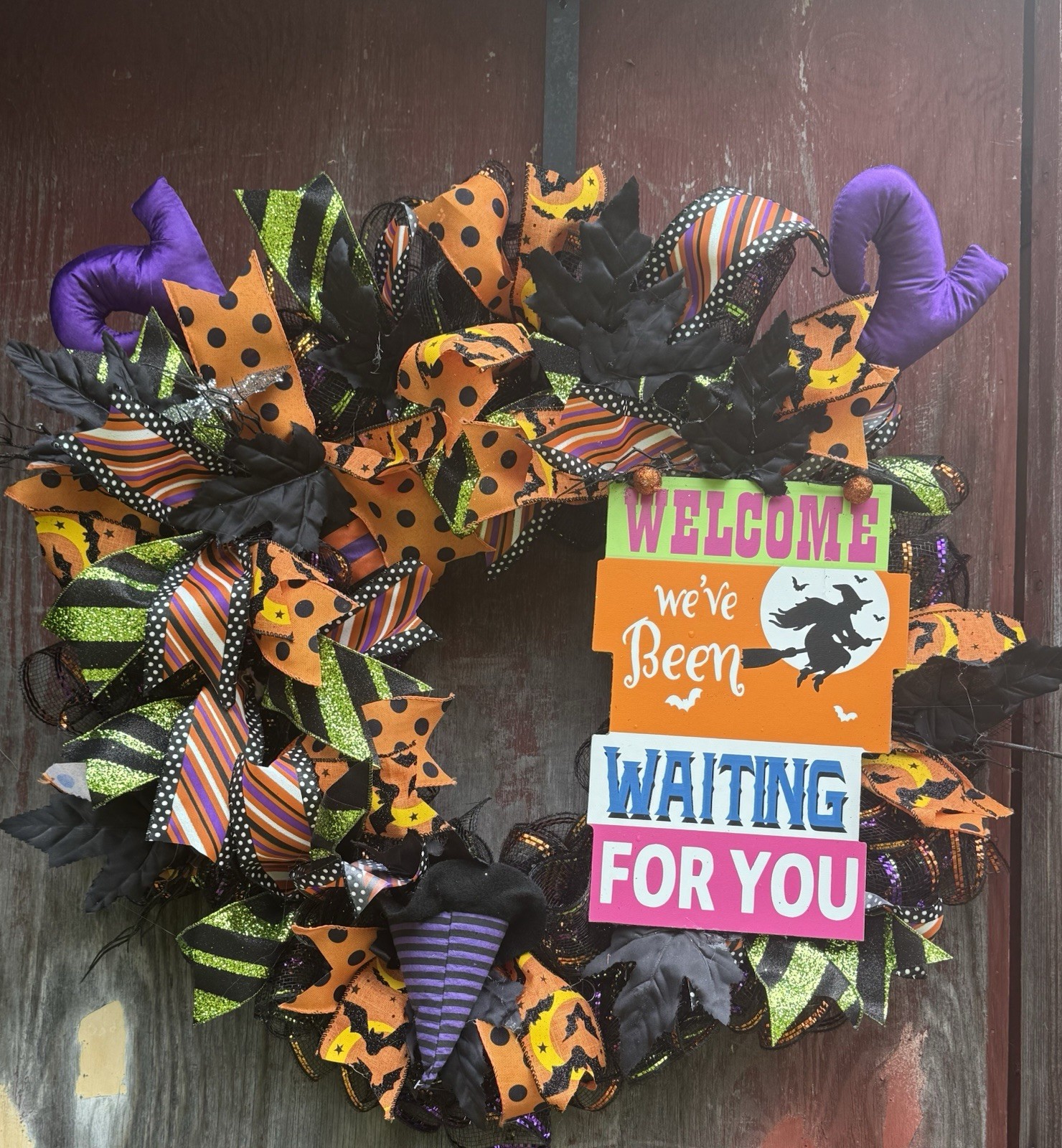 Halloween Witch Wreath Colorful And Large