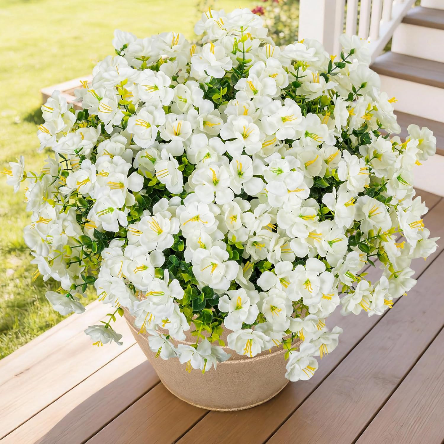 16 Bundles Realistic Artificial Camellia Flowers for Outdoor, UV Resistant Faux