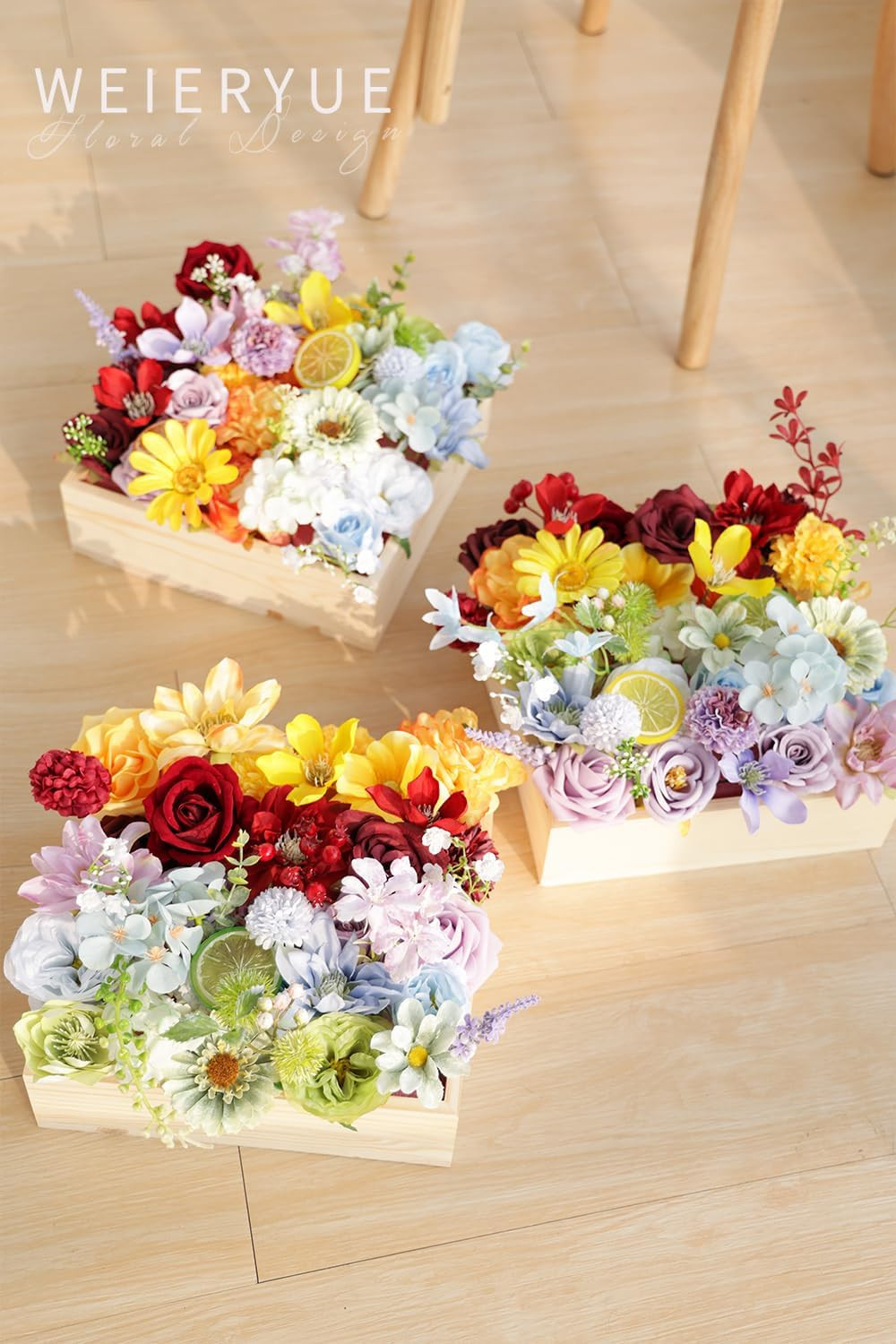 Artificial Flower Box Set Silk Fake Flowers DIY Center Cake Decoration Wedding B