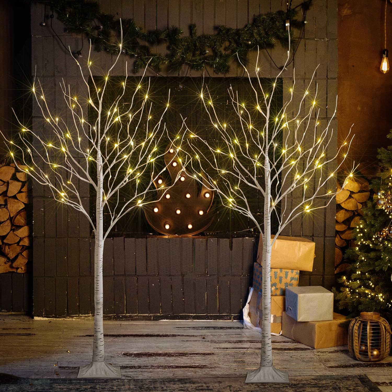 LIGHTSHARE 6 Feet 72L LED Birch Tree Lights, Pack 6 Feet, 2-Pack, Warm White