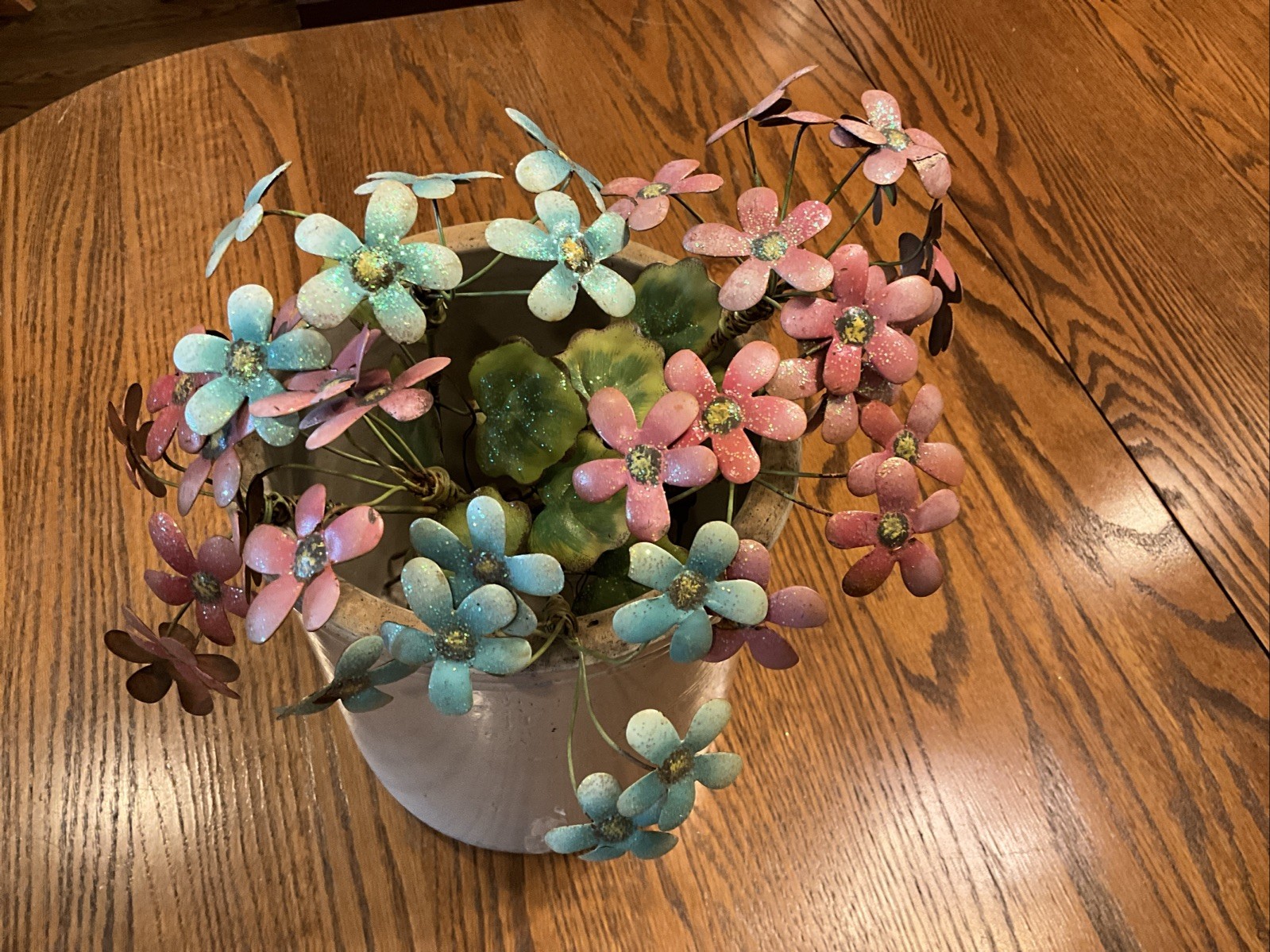 Enameled Metal Flowers 7 Total