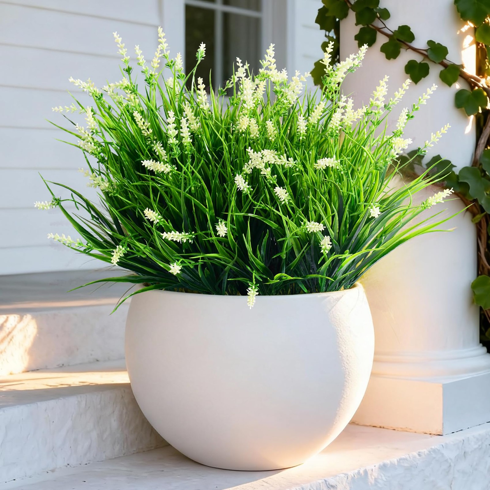 12 Bundles Artificial Lavender Flowers Faux Plants for Outdoor Fake Monkey Gr…