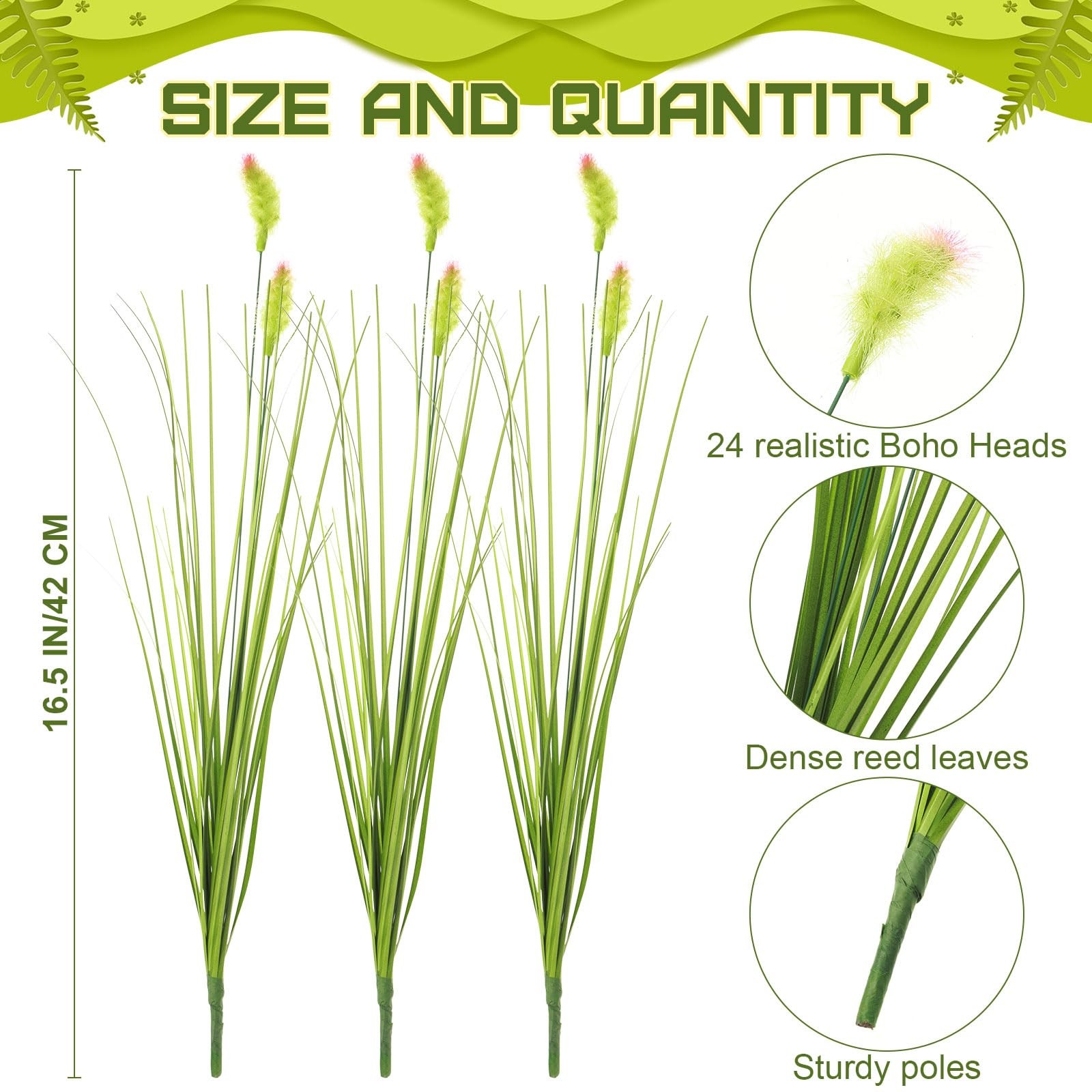 Giegxin 12 Pcs 16.5 Inches Artificial Wheatgrass Cattails Grass for Outdoor D…
