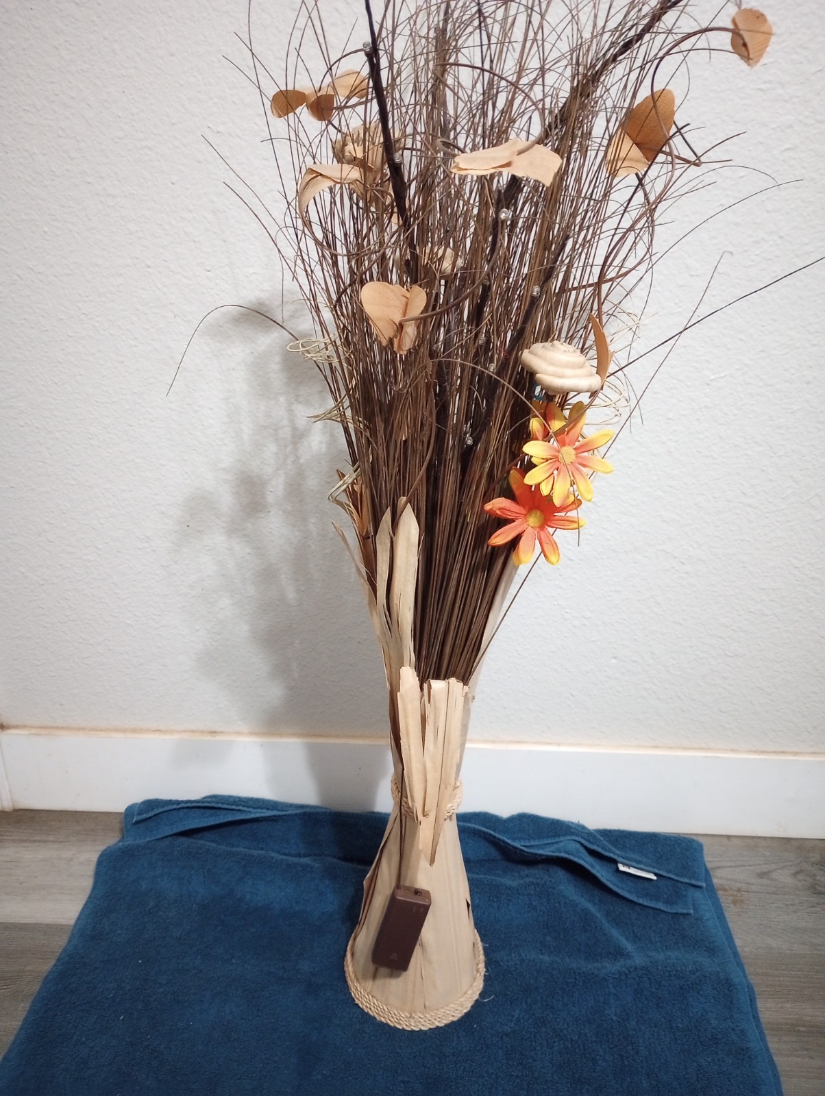 35″ Artificial Floor Arrangements Natural Grass bouquet in vase, with Lights